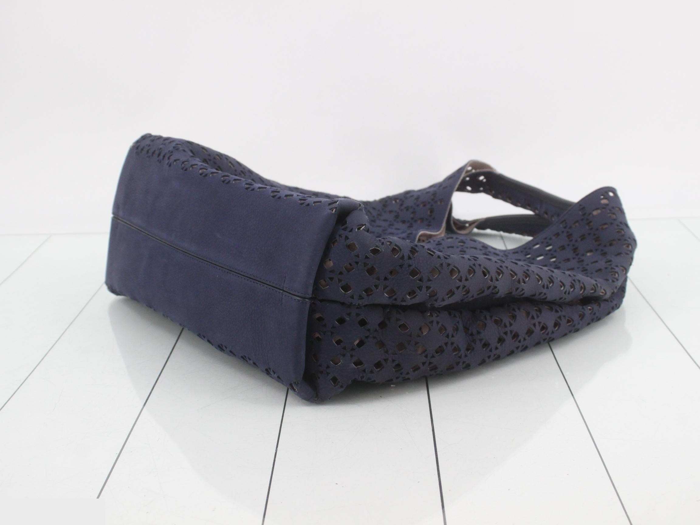 Anagram Hobo Suede Perforated Handbag with Pouch — view 6