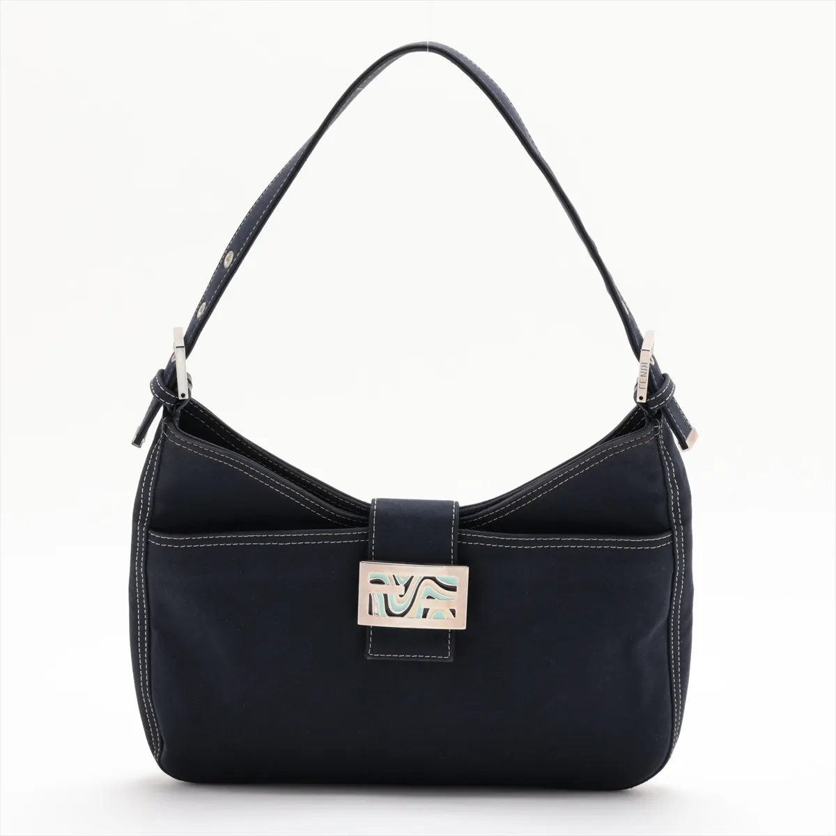Denim Shoulder Bag, Navy, 26569