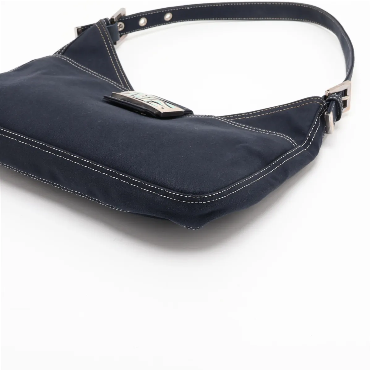 Denim Shoulder Bag, Navy, 26569 — view 3