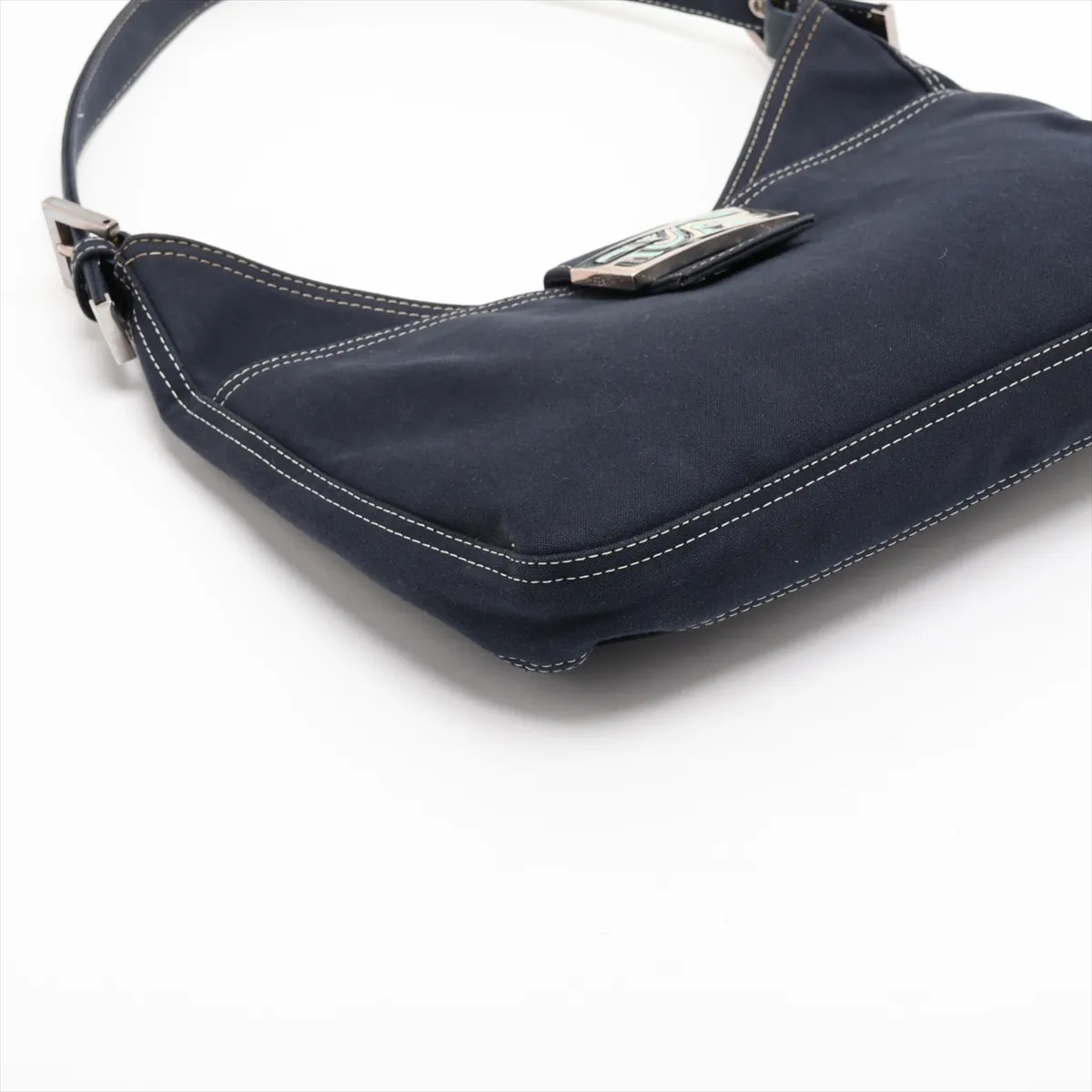 Denim Shoulder Bag, Navy, 26569 — view 4