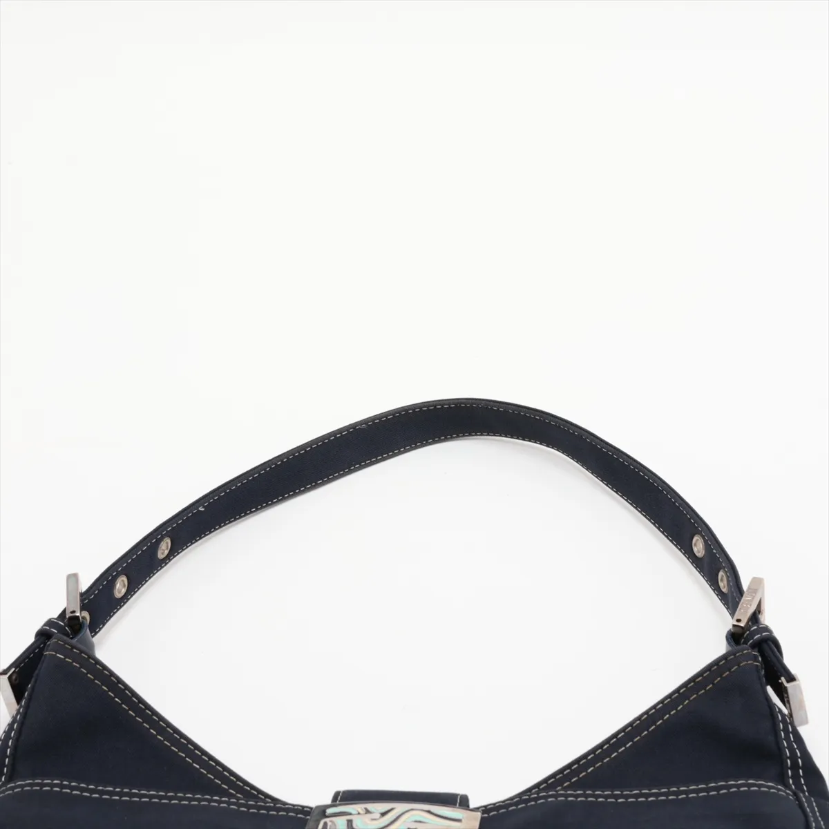 Denim Shoulder Bag, Navy, 26569 — view 6