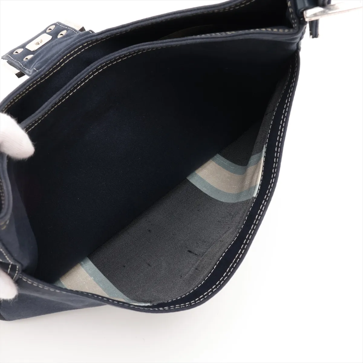 Denim Shoulder Bag, Navy, 26569 — view 8