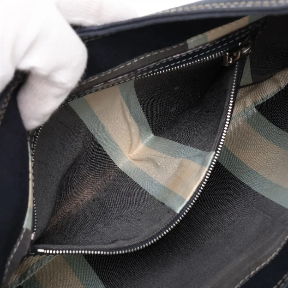 Denim Shoulder Bag, Navy, 26569 — view 9