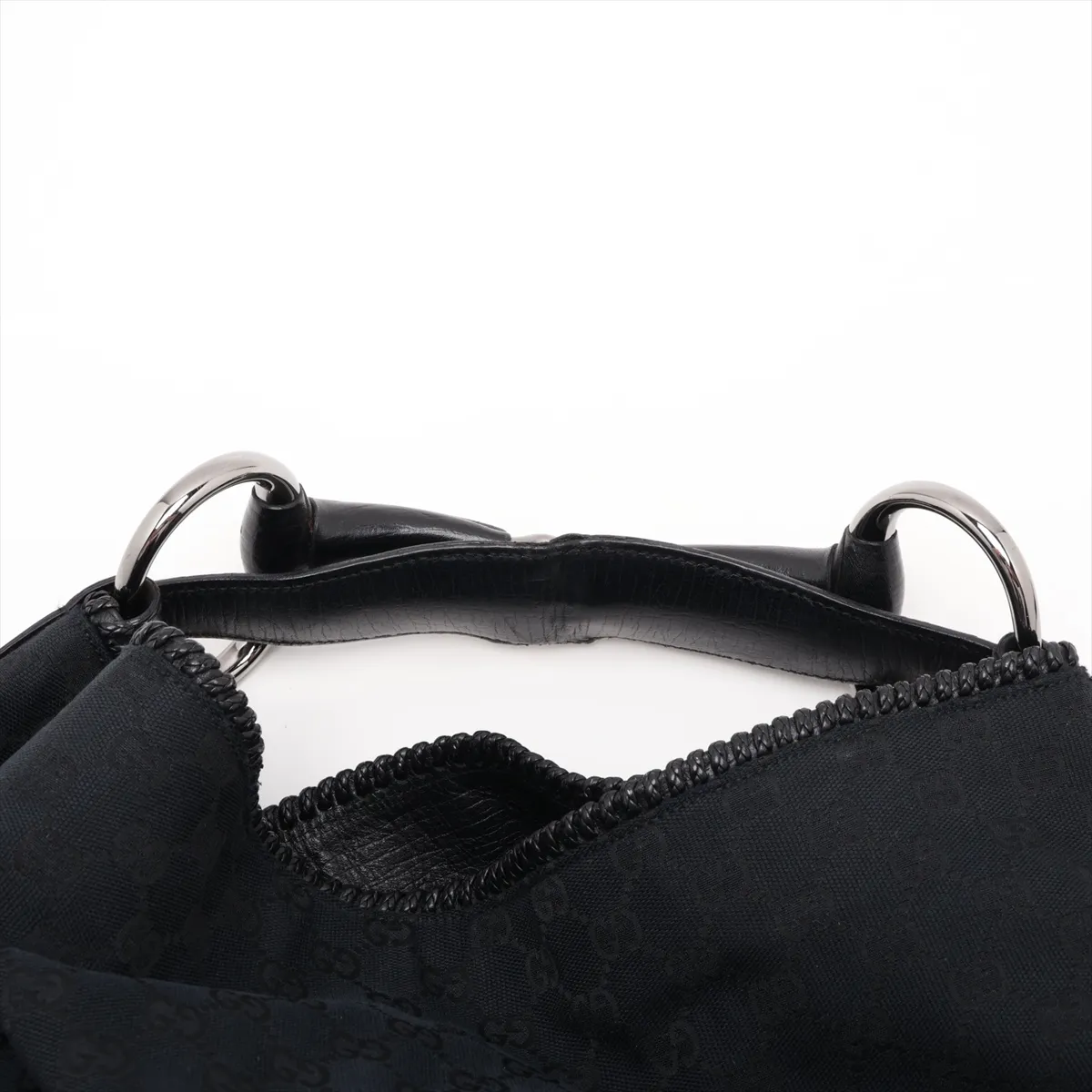 GG Canvas Horsebit Canvas x Leather Shoulder Bag Black 114900 — view 6