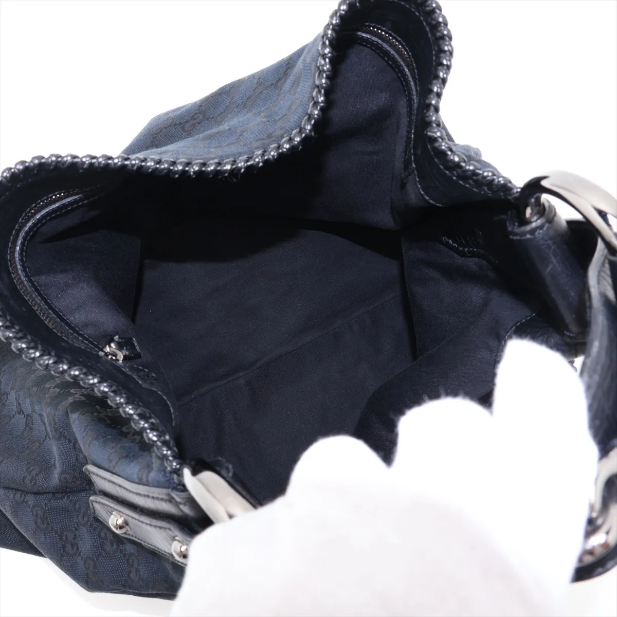 GG Canvas Horsebit Canvas x Leather Shoulder Bag Black 114900 — view 7