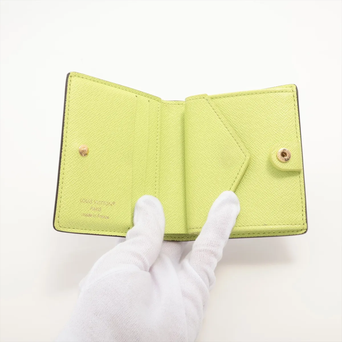 Monogram Pocket Wallet LV Charm M14628 Zesty Lime Compact Wallet (RFID detected) — view 3