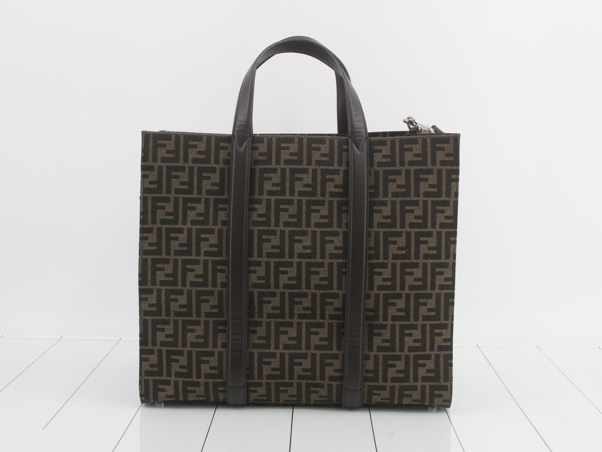 Zucca tote bag, canvas/leather, brown — view 2