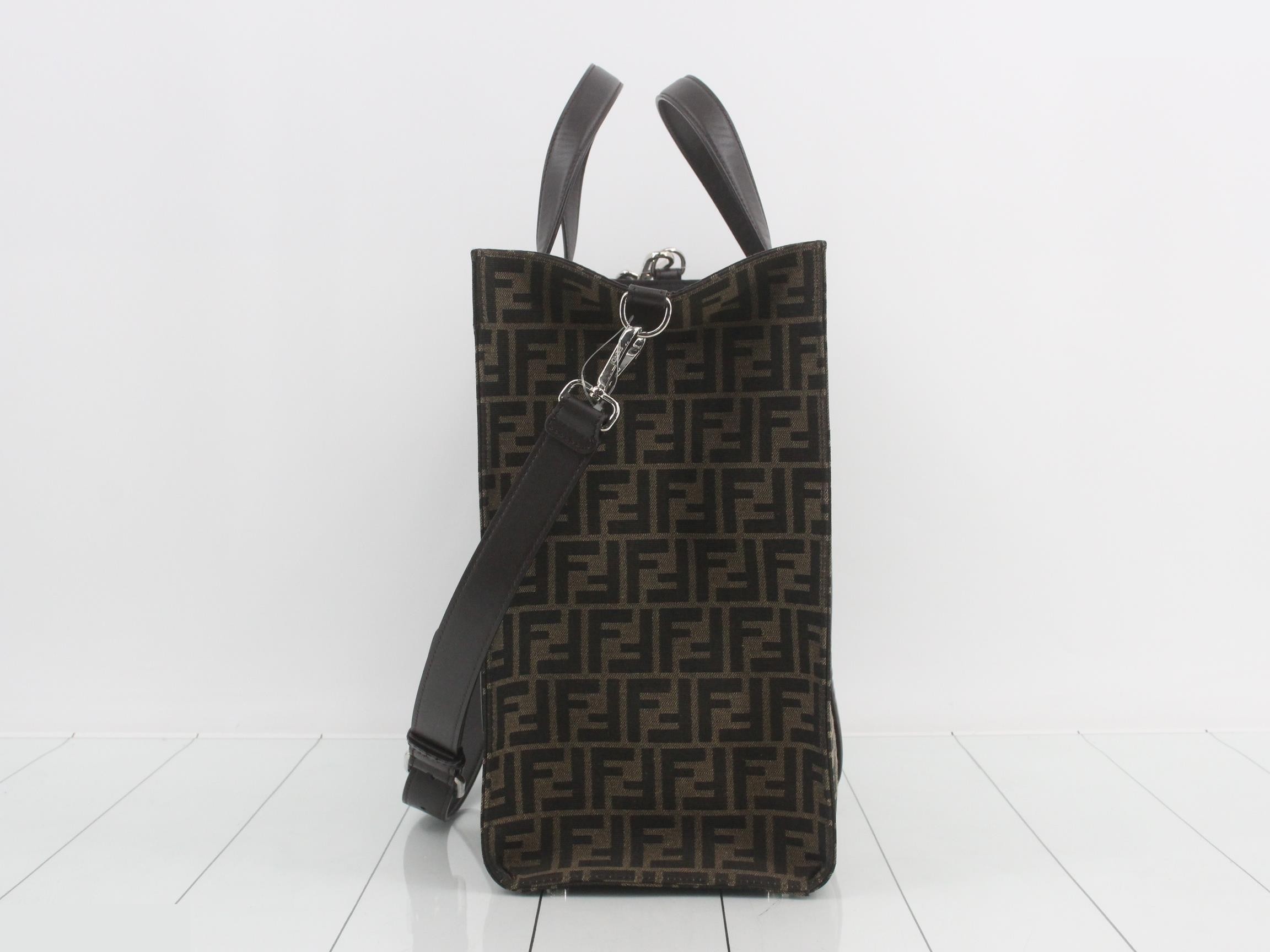 Zucca tote bag, canvas/leather, brown — view 3