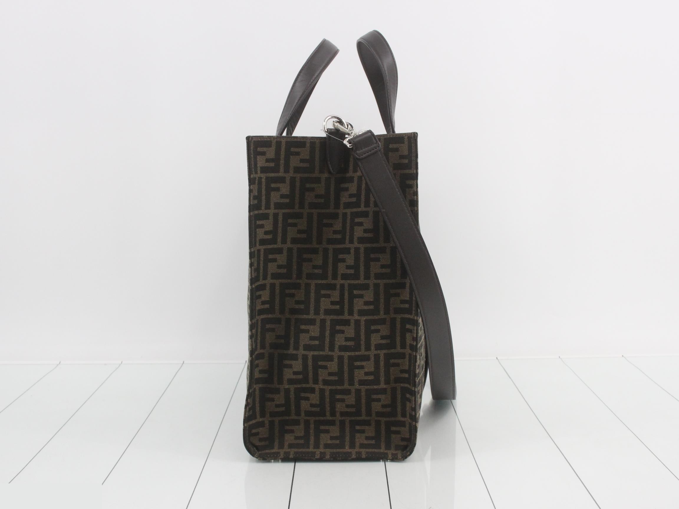 Zucca tote bag, canvas/leather, brown — view 4