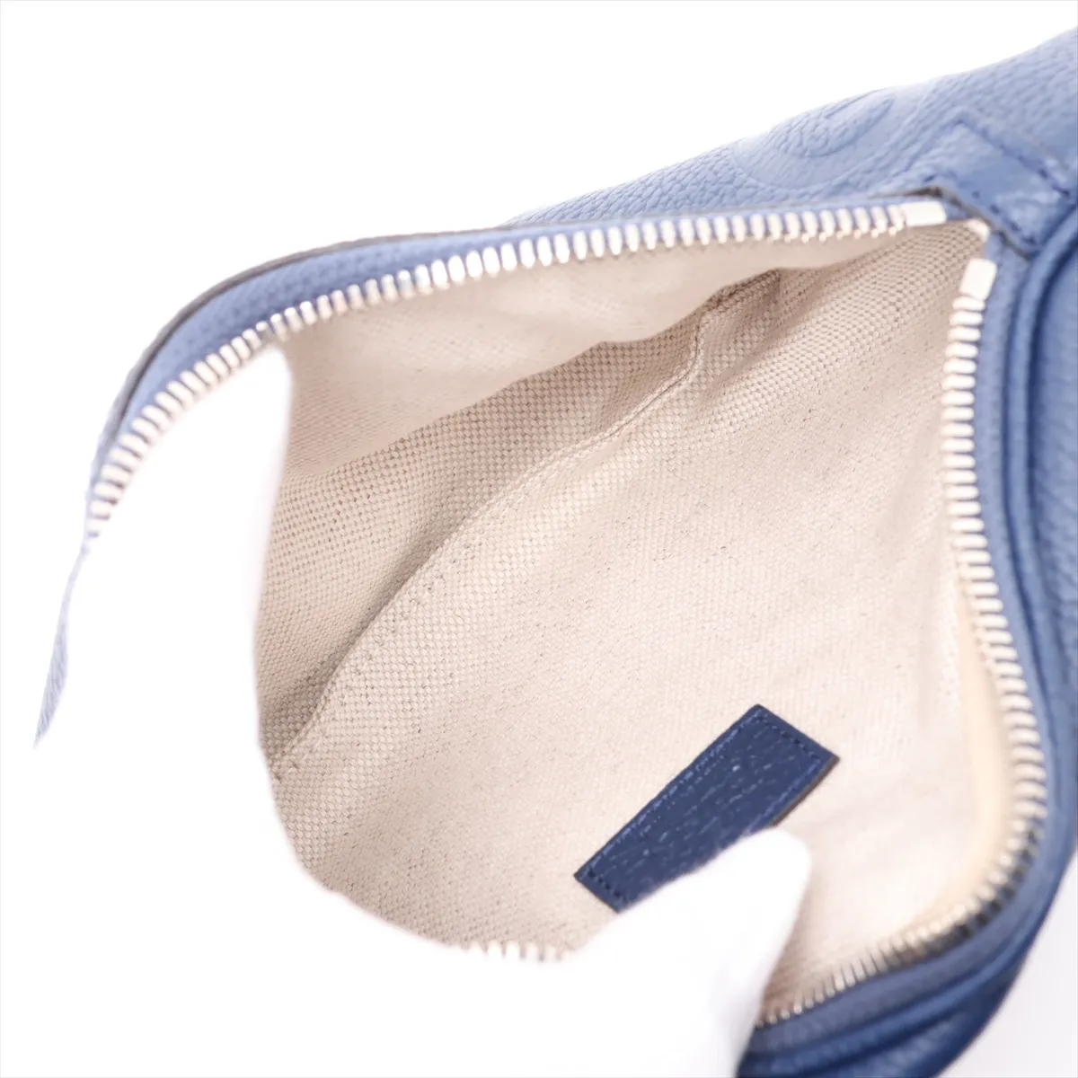GG Embossed Leather Body Bag, Navy, 658582 — view 6