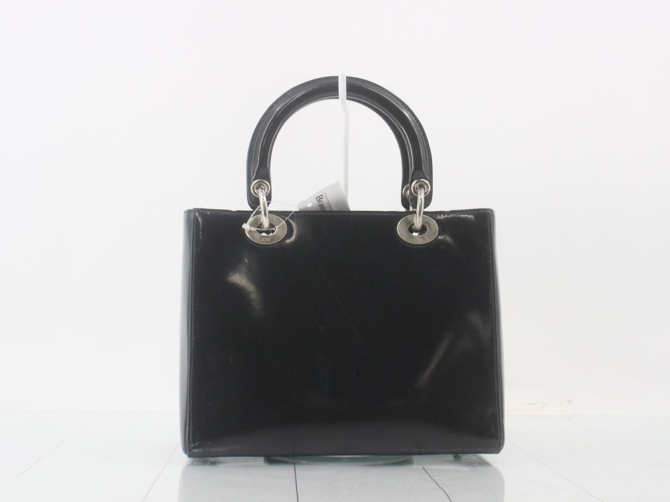 Lady Dior patent leather handbag, black — view 2