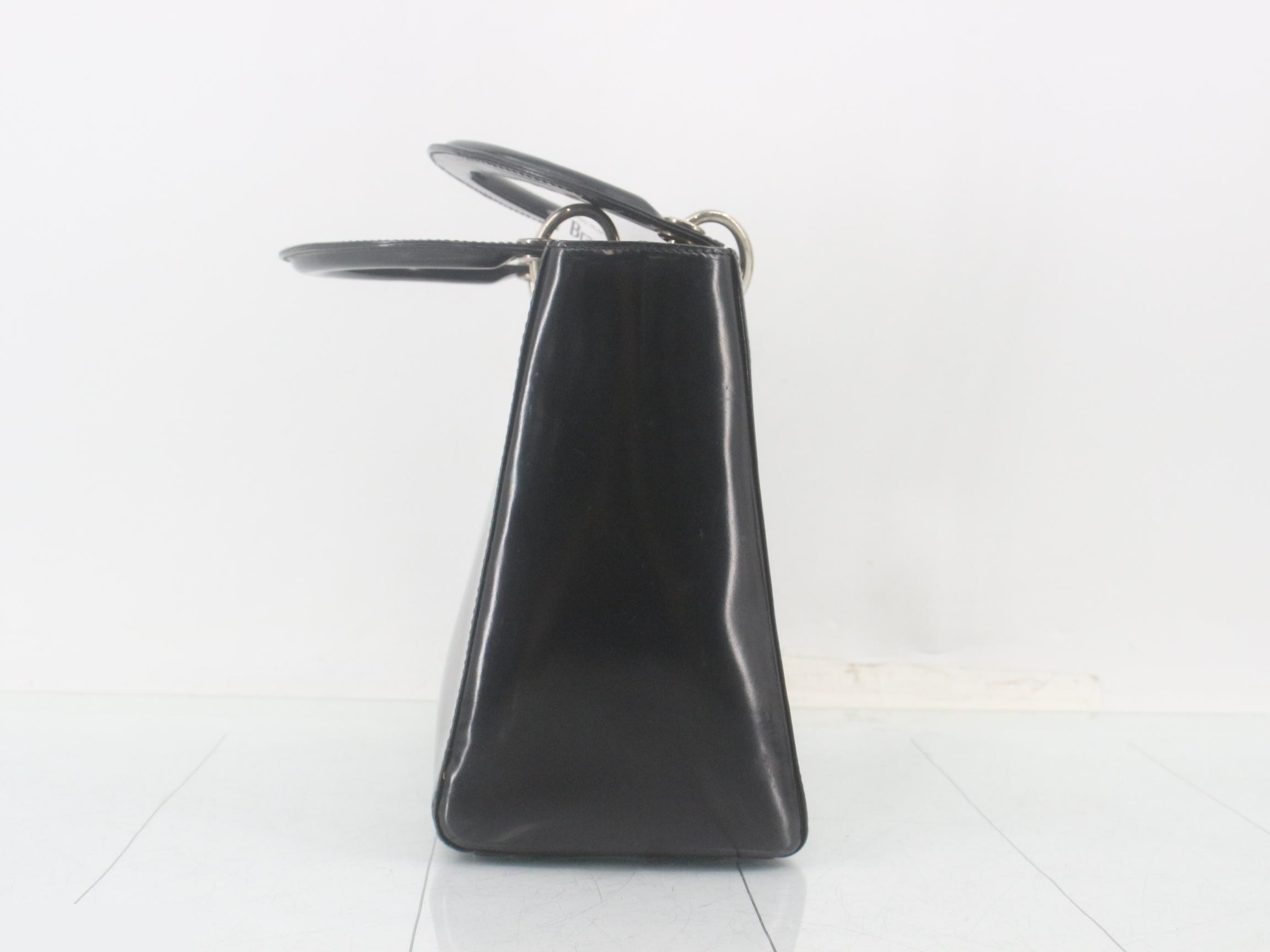 Lady Dior patent leather handbag, black — view 4