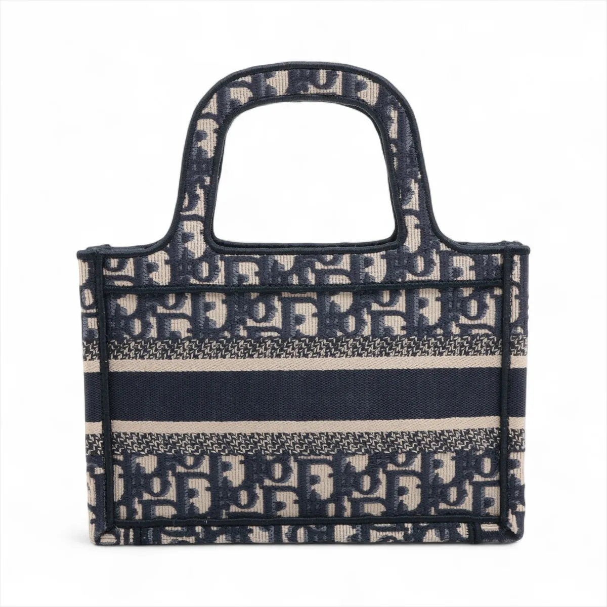 Oblique Mini Book Tote Canvas Handbag Navy — view 2
