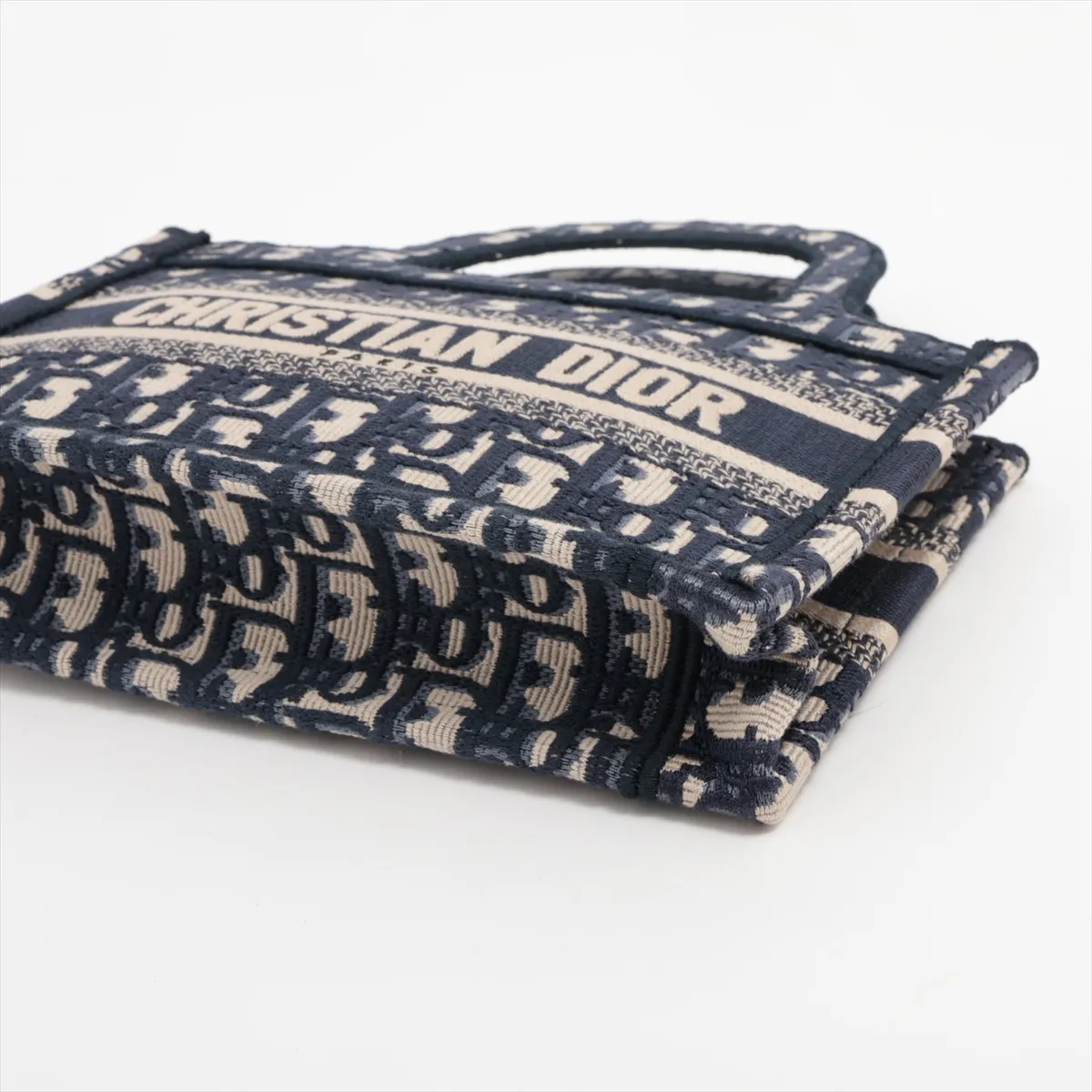 Oblique Mini Book Tote Canvas Handbag Navy — view 3