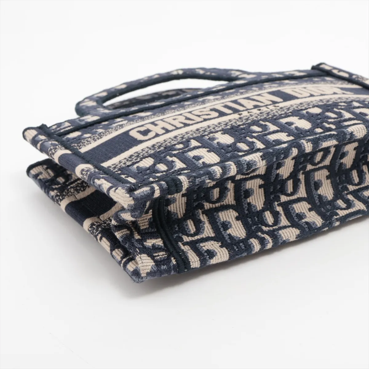 Oblique Mini Book Tote Canvas Handbag Navy — view 4