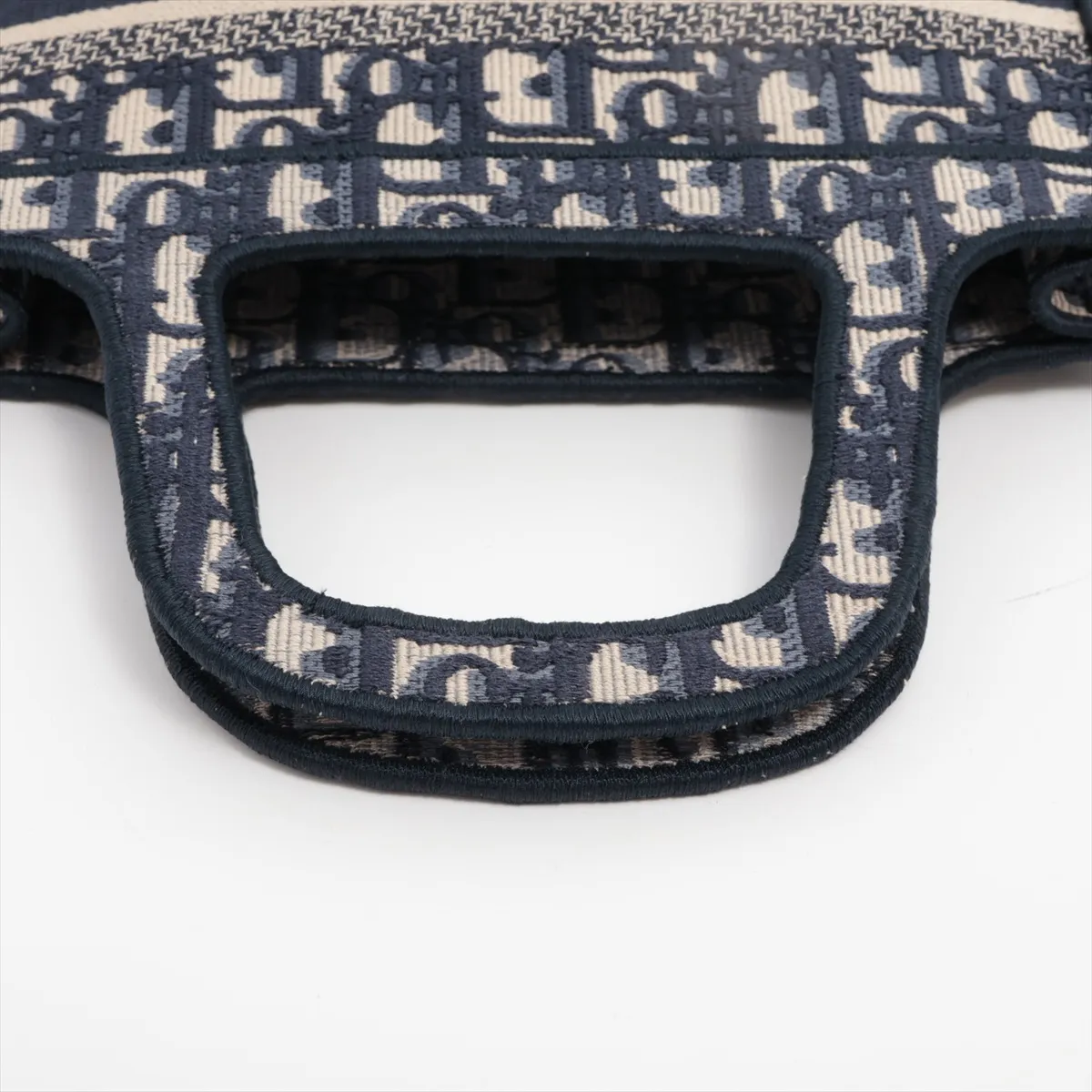 Oblique Mini Book Tote Canvas Handbag Navy — view 5