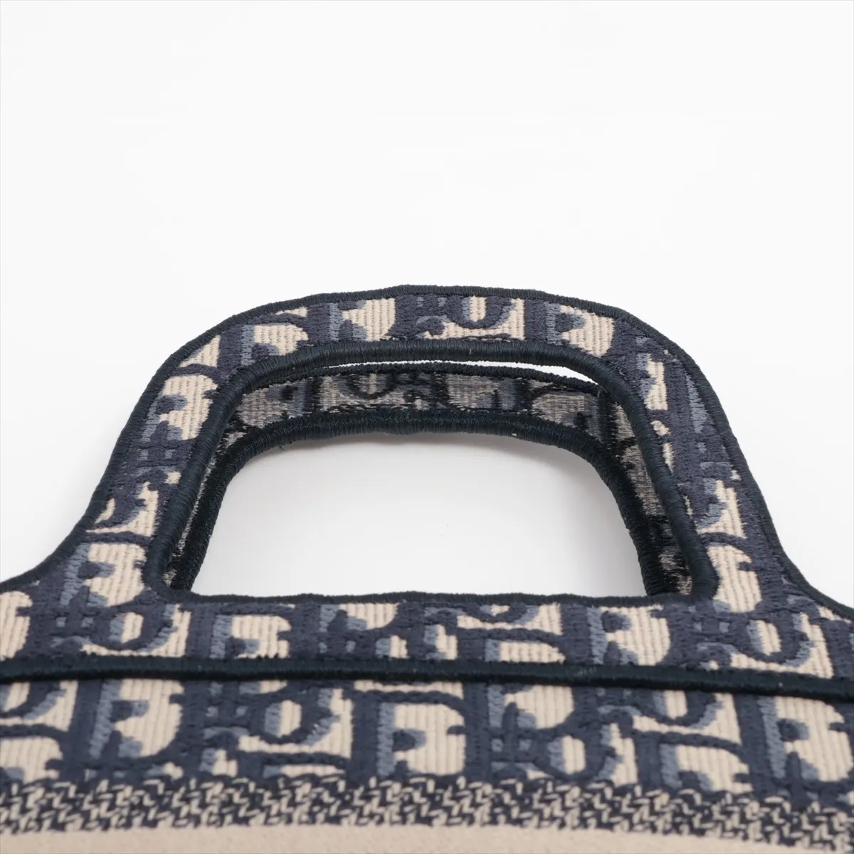 Oblique Mini Book Tote Canvas Handbag Navy — view 6