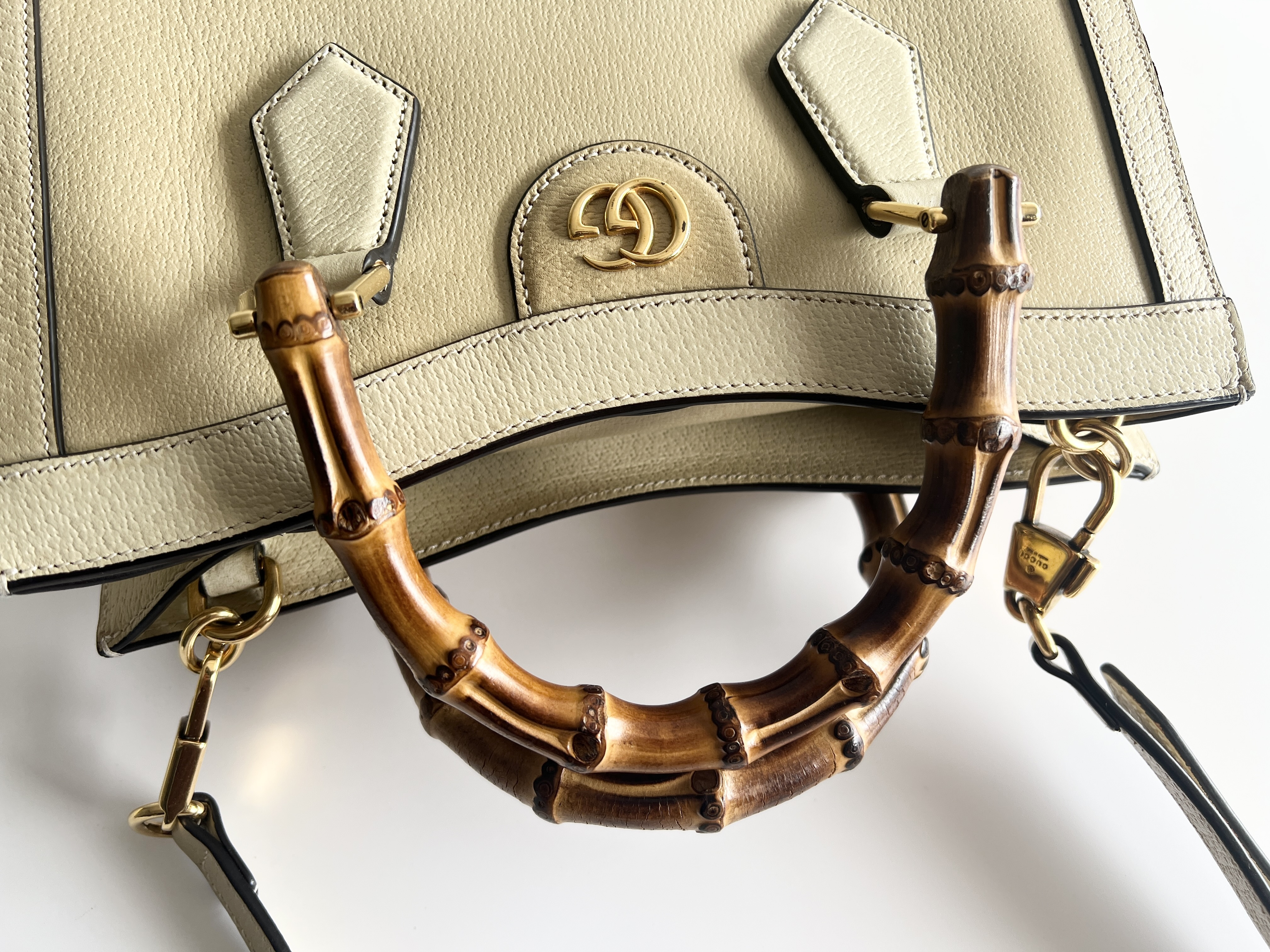 Diana Bamboo Logo Leather 2-Way Shoulder Bag/Handbag — view 4
