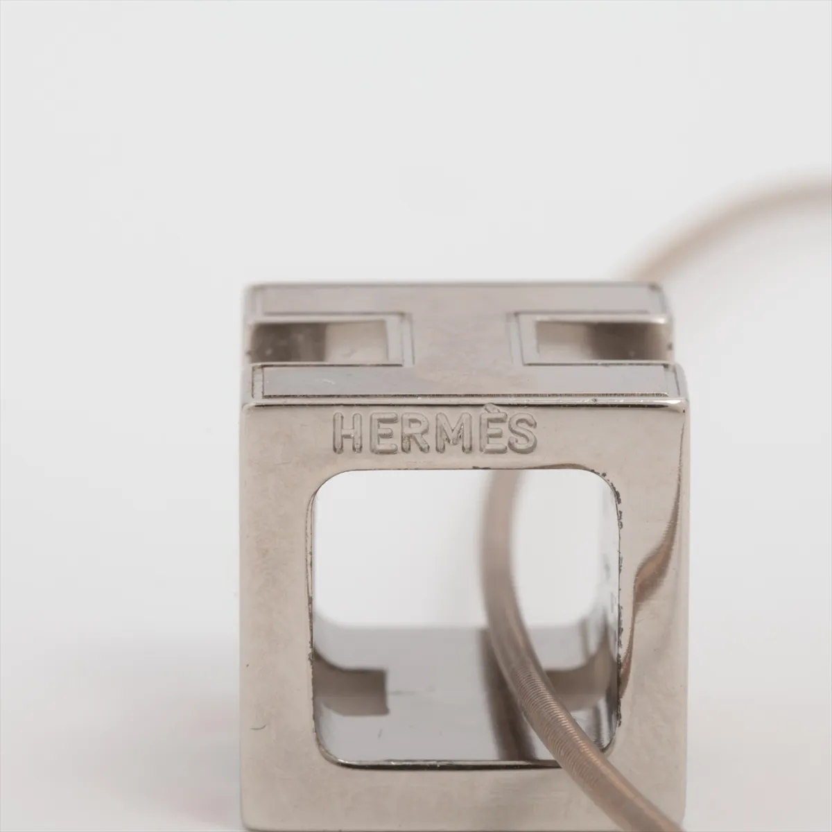 Cage d'H H-Cube Necklace, Metal, Silver x Orange. Shows — view 4