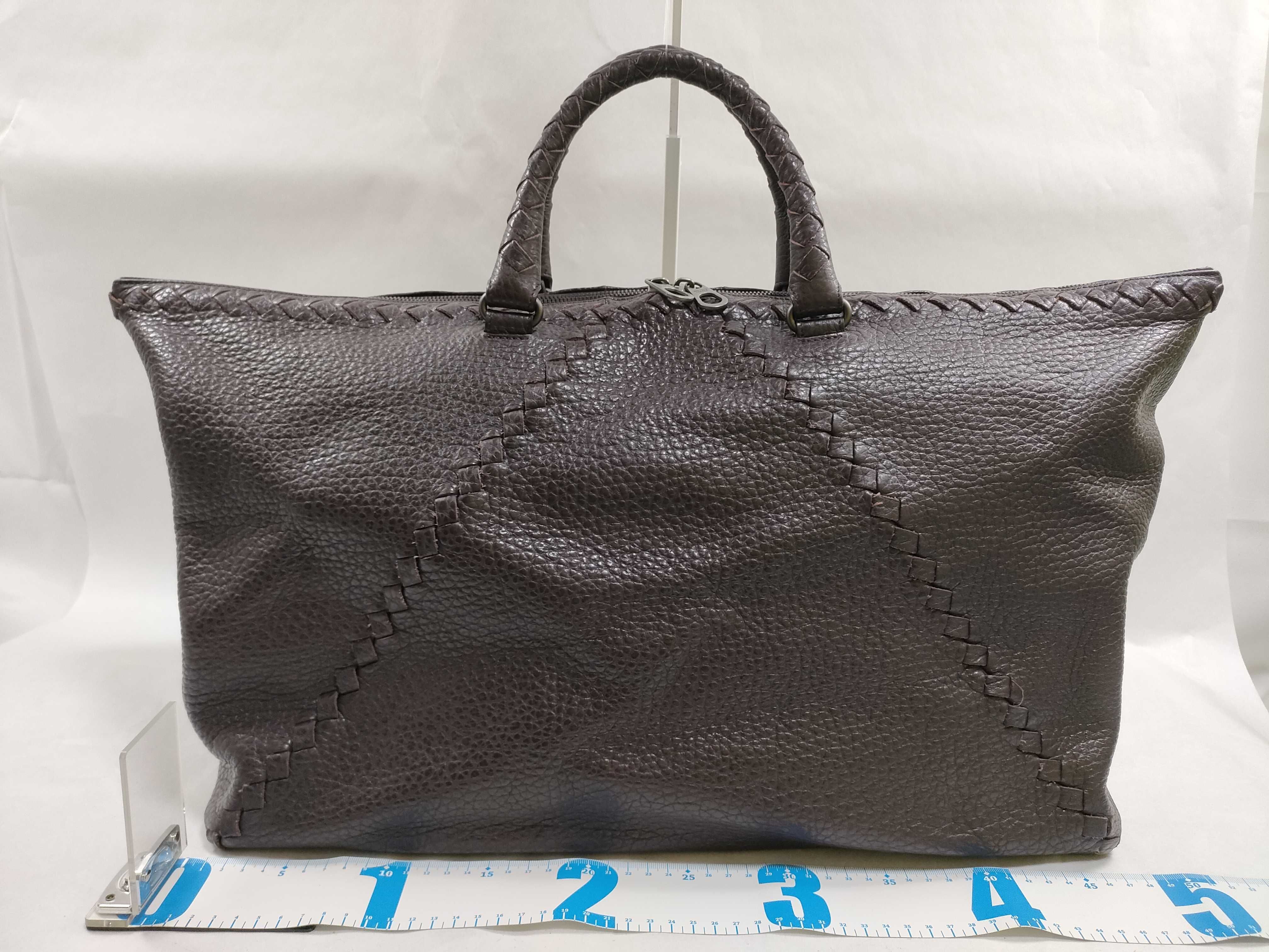 Leather Boston Bag, Purple — view 2