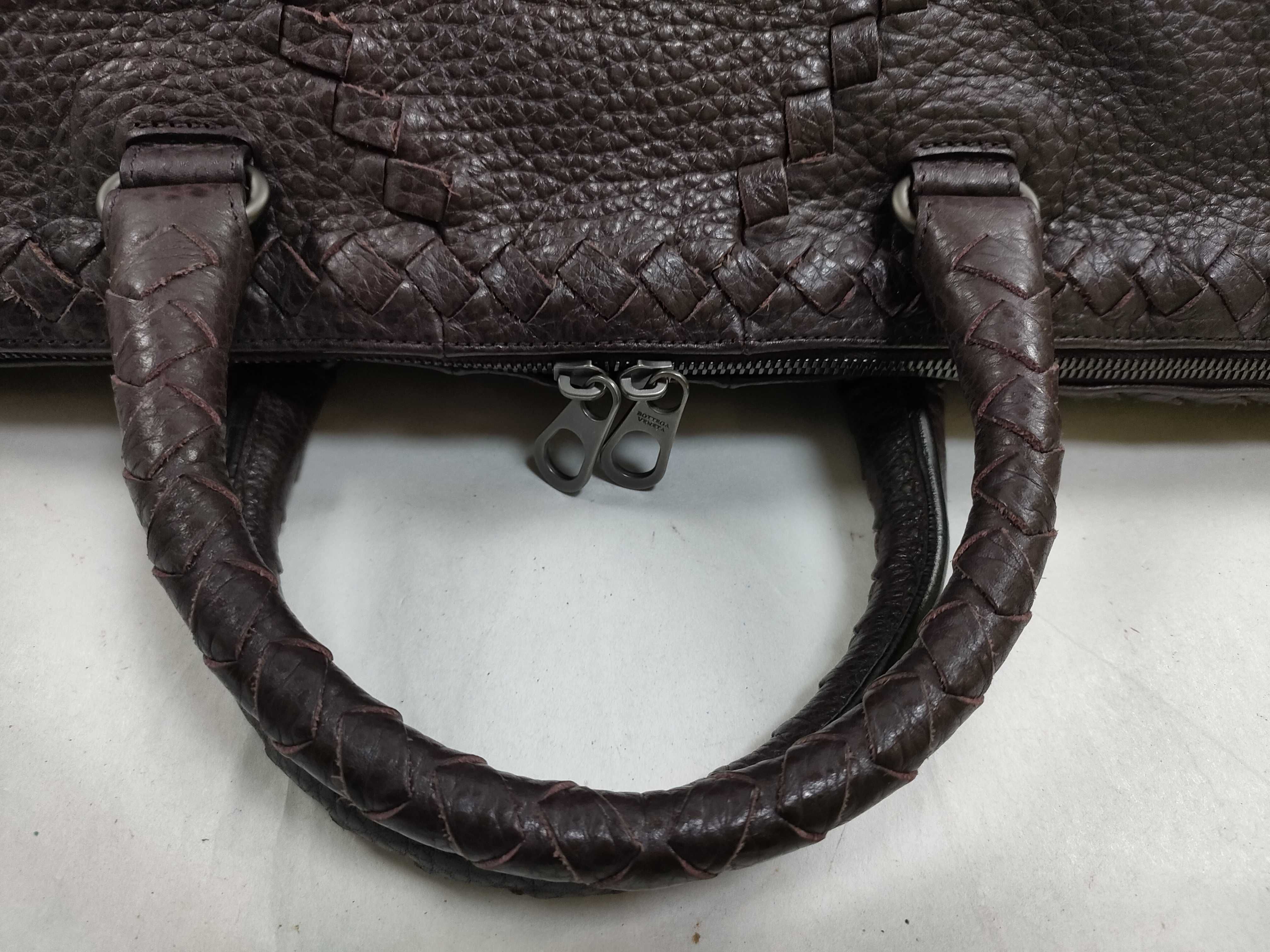 Leather Boston Bag, Purple — view 3