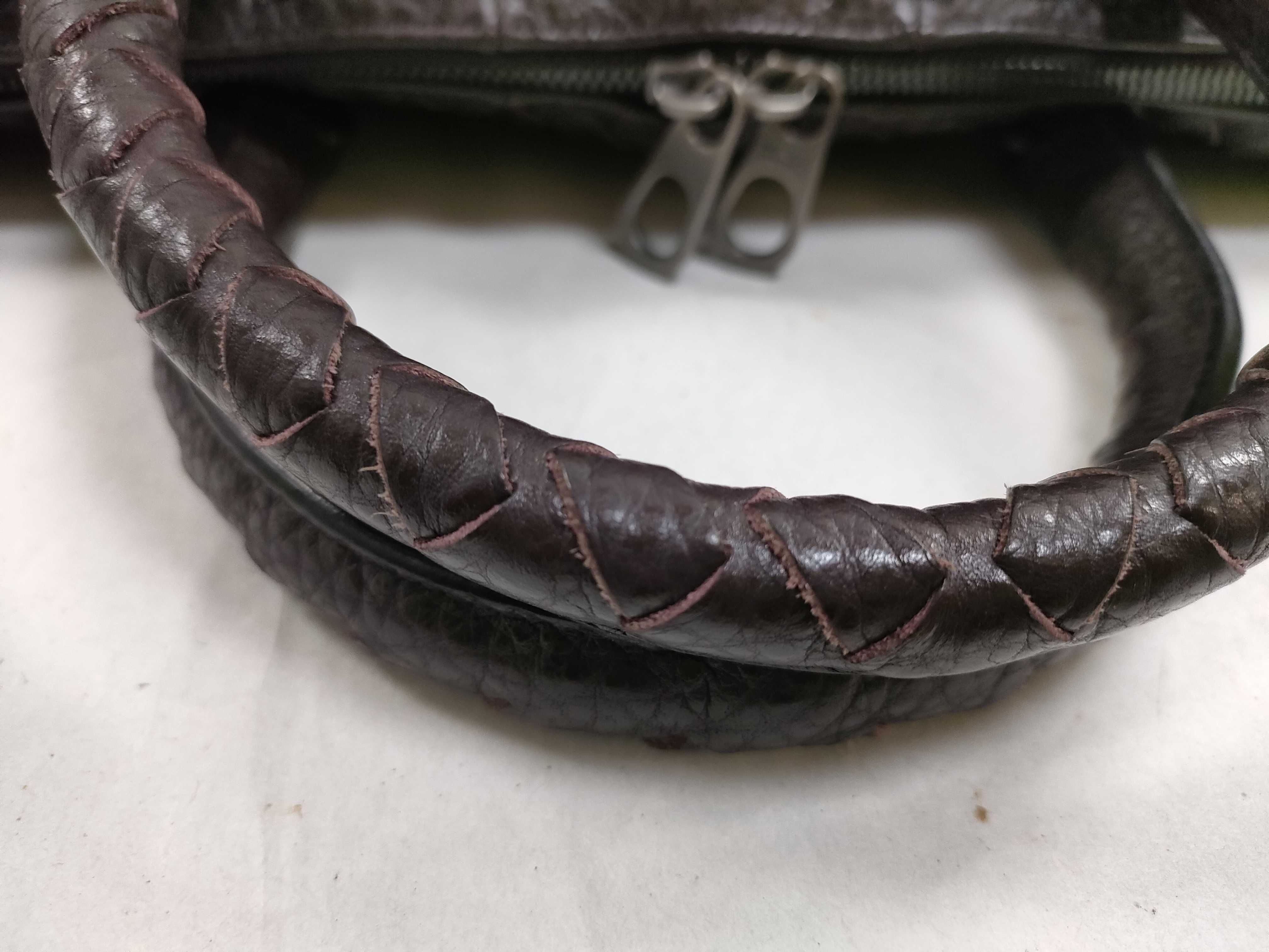 Leather Boston Bag, Purple — view 4