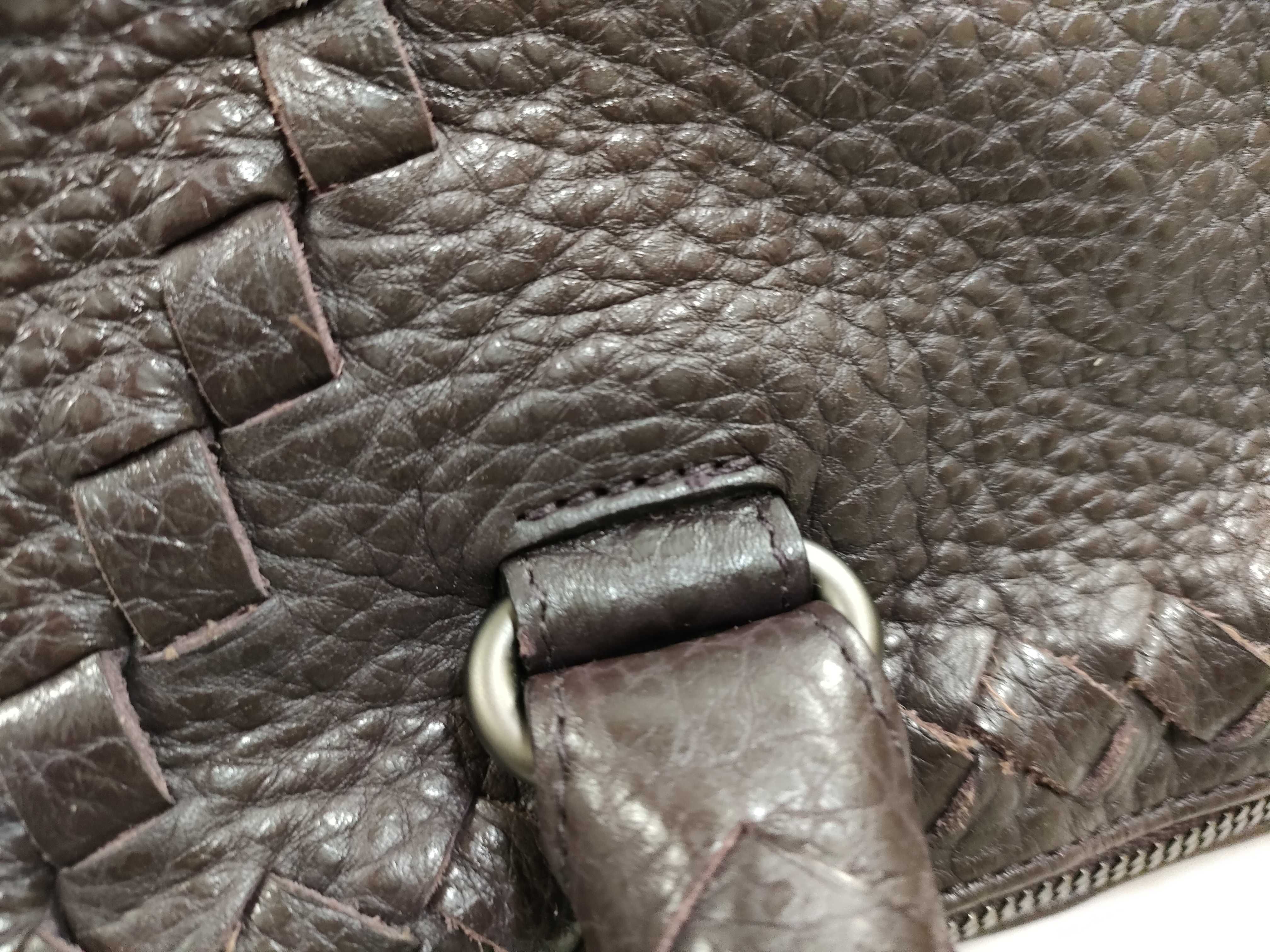 Leather Boston Bag, Purple — view 5