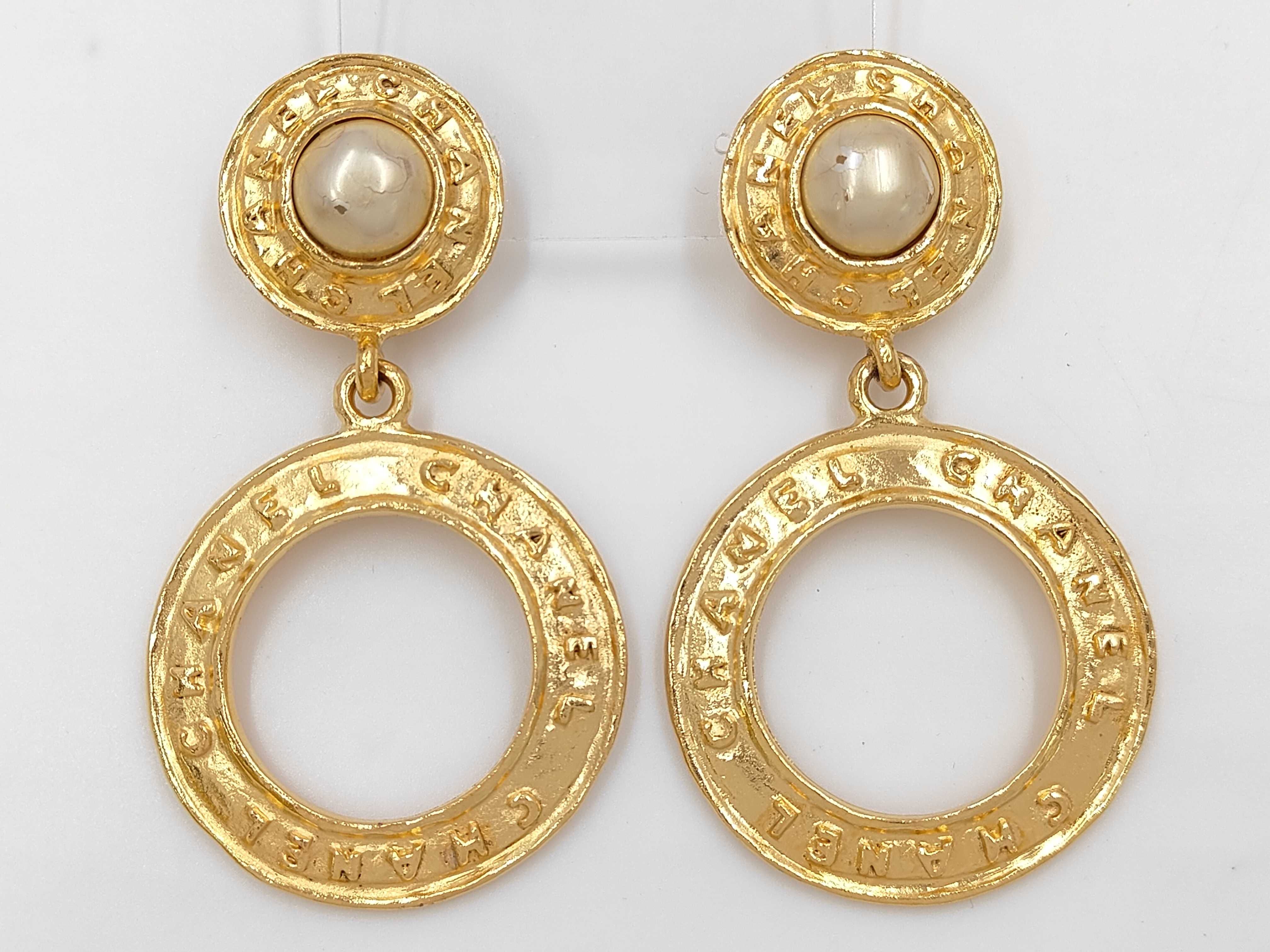 Earrings, Circle Logo, Large Size, Swing Earrings, 2/6 Engraved
