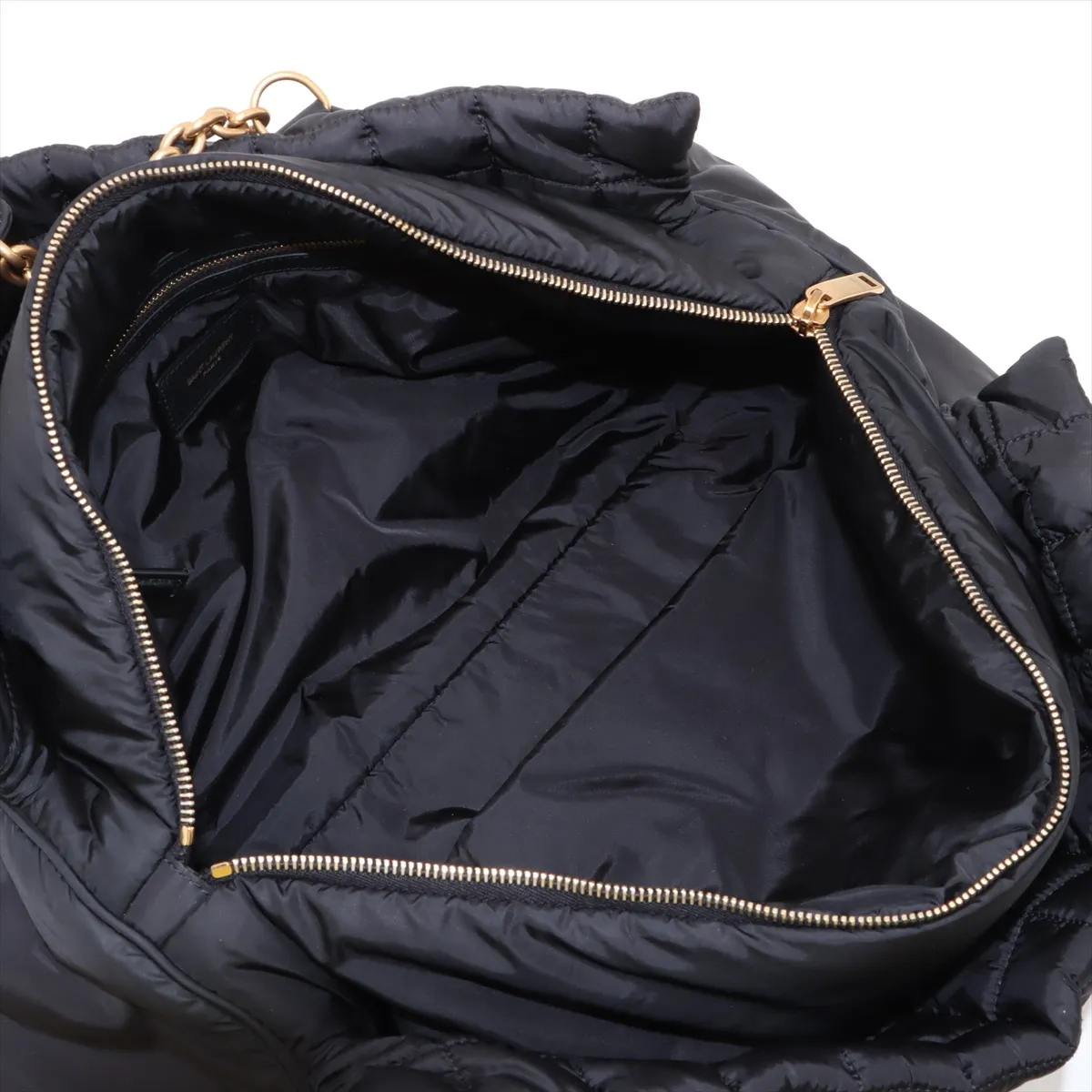 Gloria Nylon x Leather Chain Tote Bag, Black, 757209 — view 7