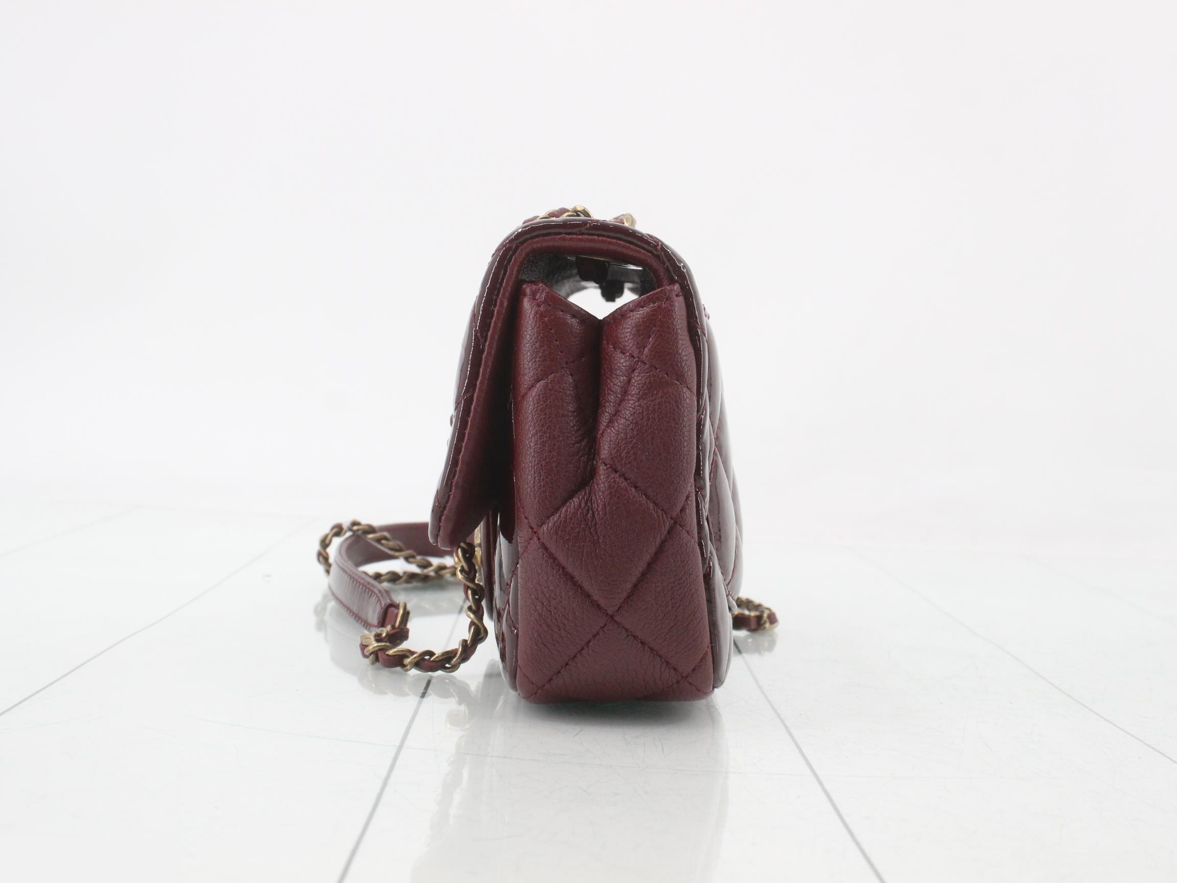Mini Matelassé 20 Patent Leather Single Flap Single Chain — view 3