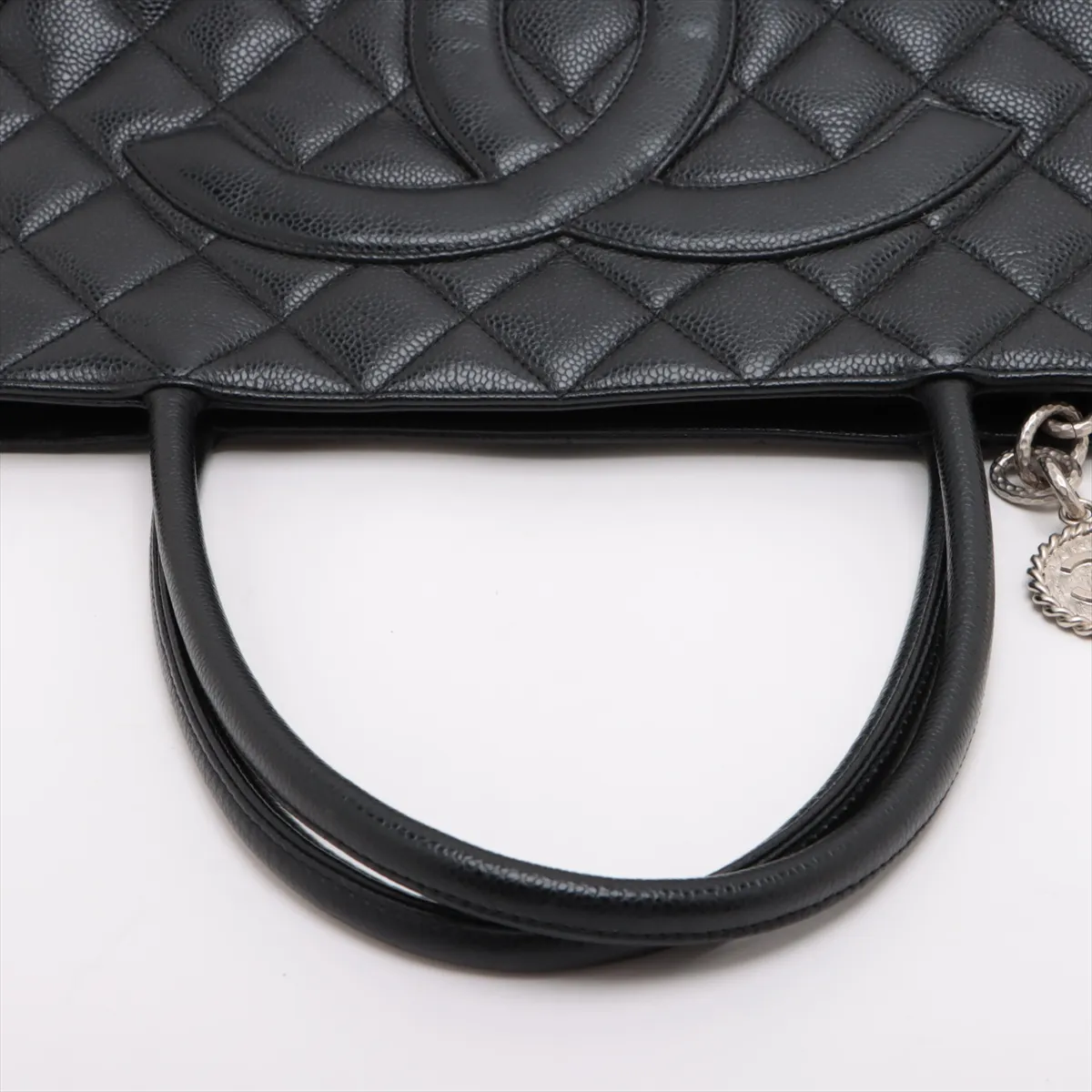 reprint caviar skin tote bag black silver hardware 6700089 6th series — view 5