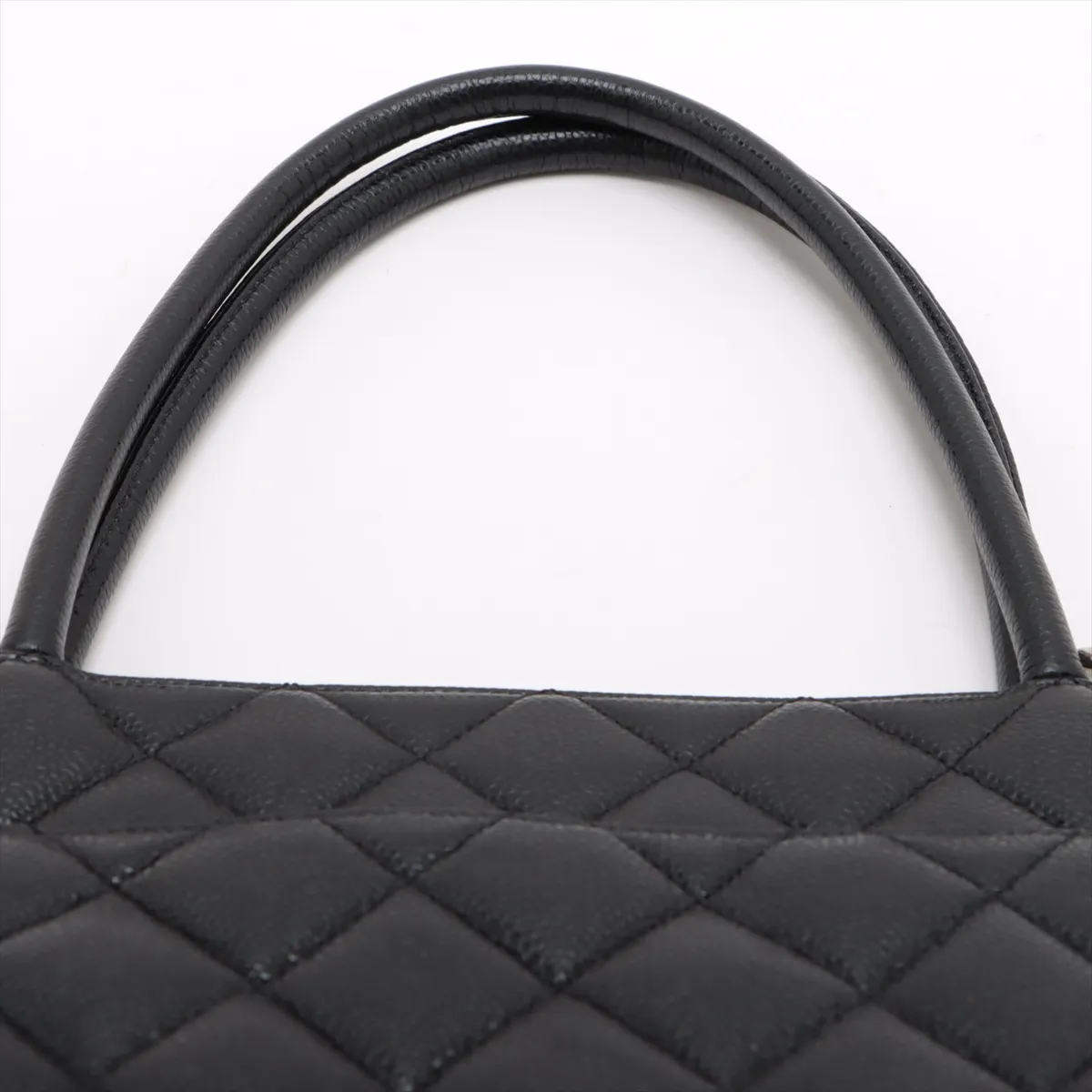 reprint caviar skin tote bag black silver hardware 6700089 6th series — view 6