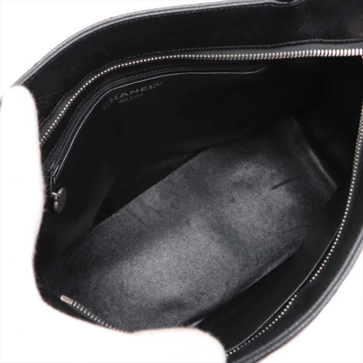 reprint caviar skin tote bag black silver hardware 6700089 6th series — view 7