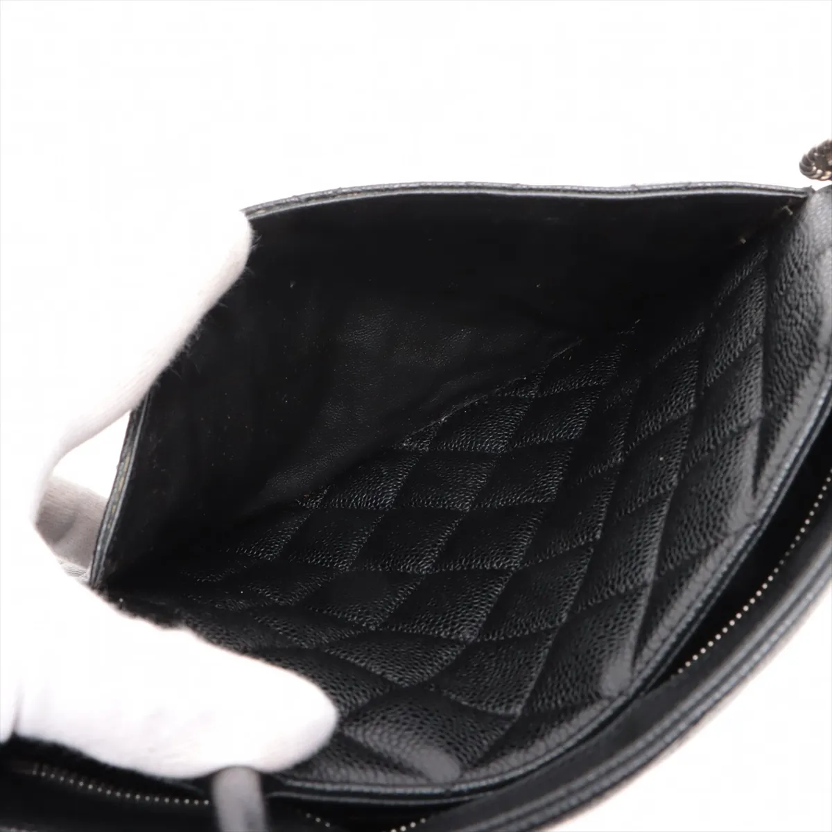 reprint caviar skin tote bag black silver hardware 6700089 6th series — view 9