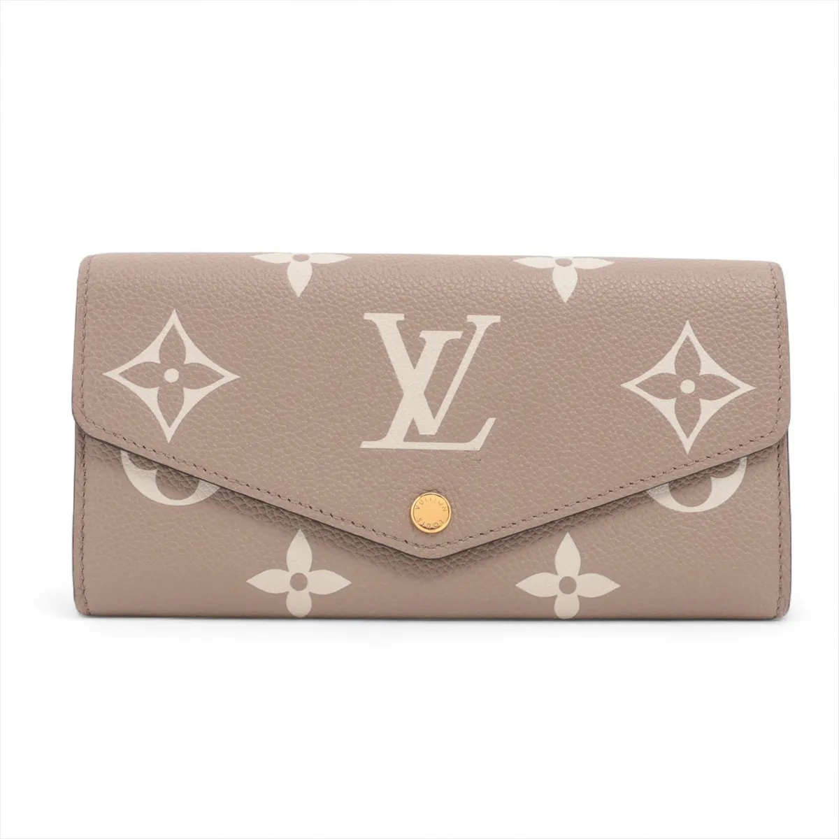 Bicolor Monogram Empreinte Portefeuille Sarah NM M81049 Tourterelle x Crème Long Wallet