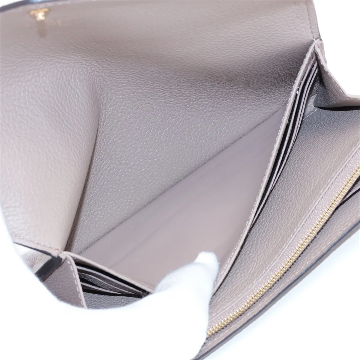 Bicolor Monogram Empreinte Portefeuille Sarah NM M81049 Tourterelle x Crème Long Wallet — view 4