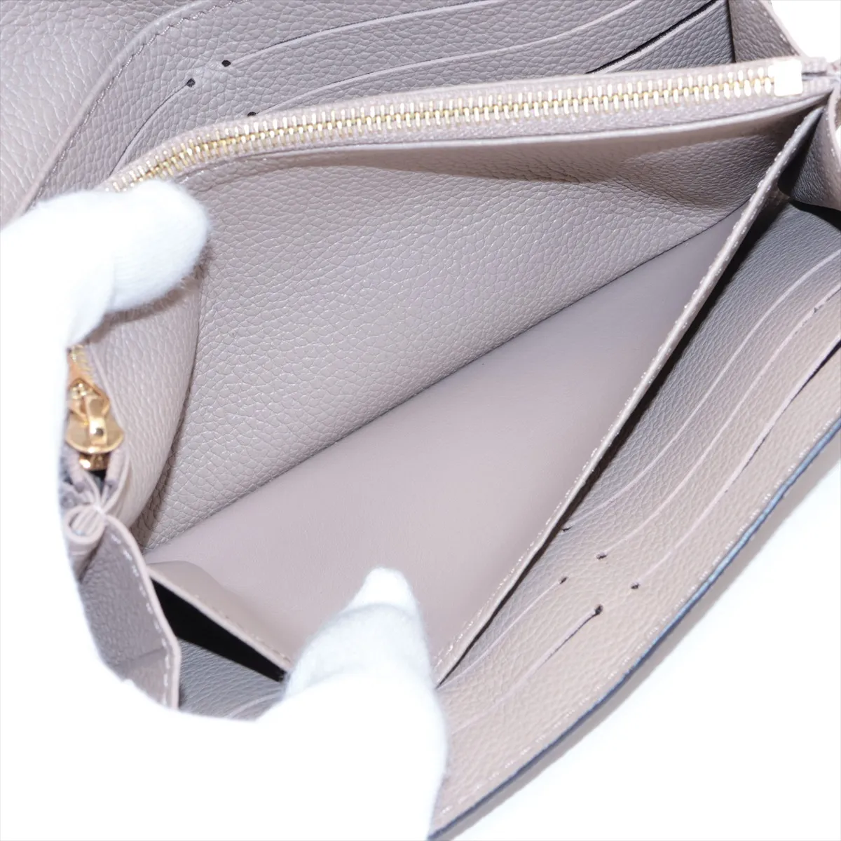 Bicolor Monogram Empreinte Portefeuille Sarah NM M81049 Tourterelle x Crème Long Wallet — view 6