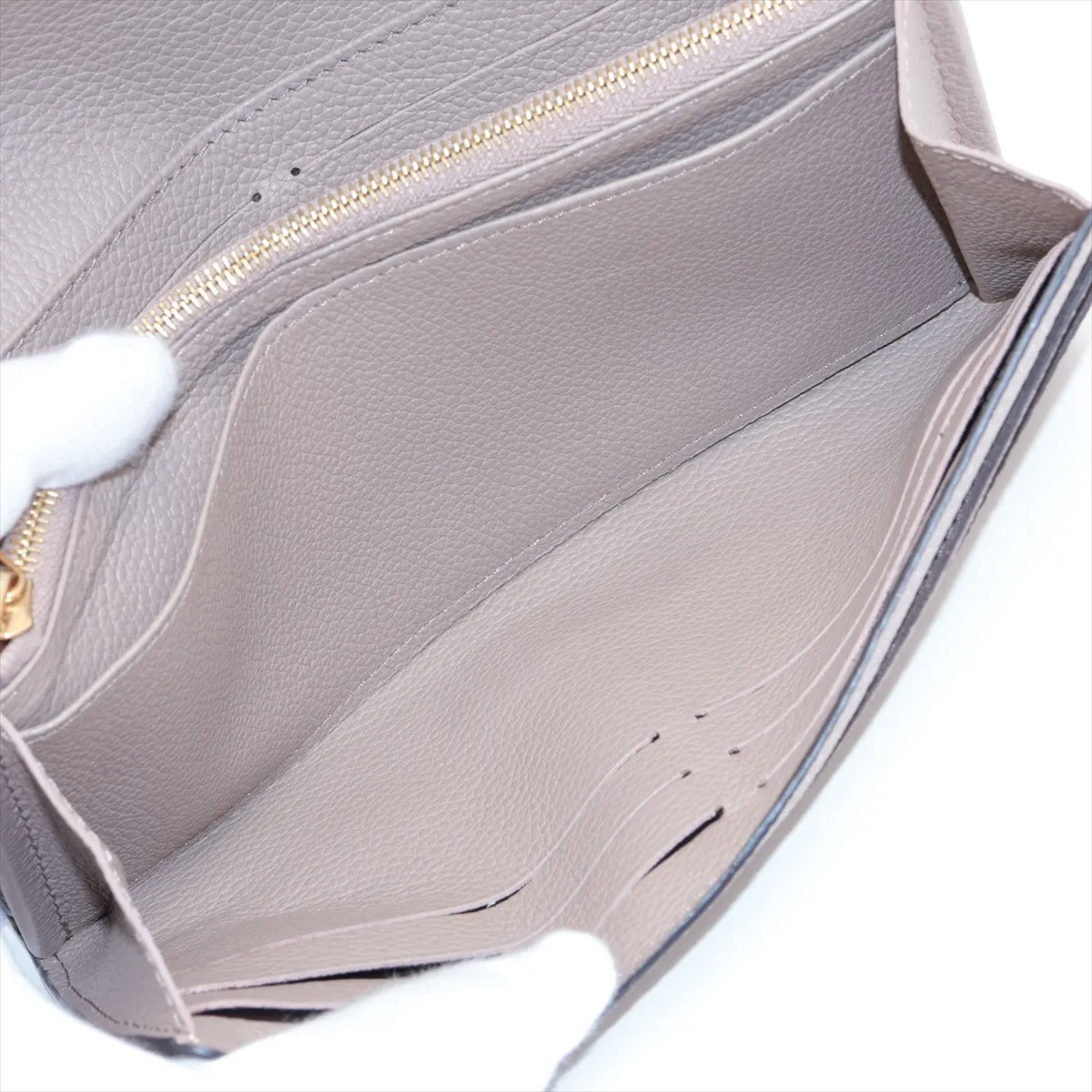 Bicolor Monogram Empreinte Portefeuille Sarah NM M81049 Tourterelle x Crème Long Wallet — view 7