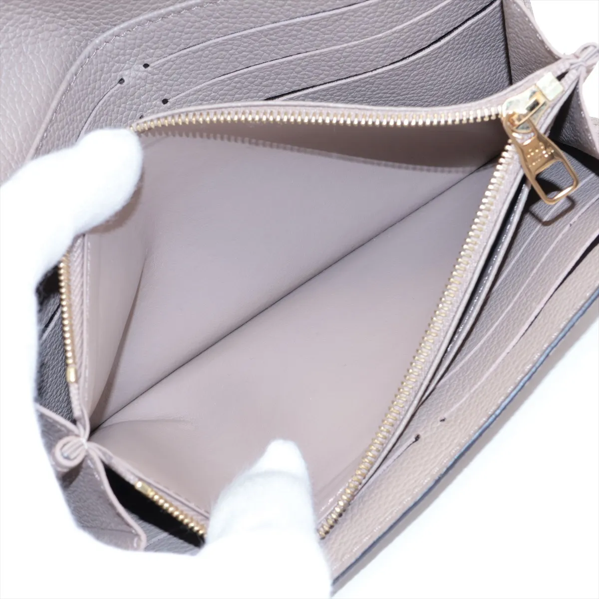 Bicolor Monogram Empreinte Portefeuille Sarah NM M81049 Tourterelle x Crème Long Wallet — view 8