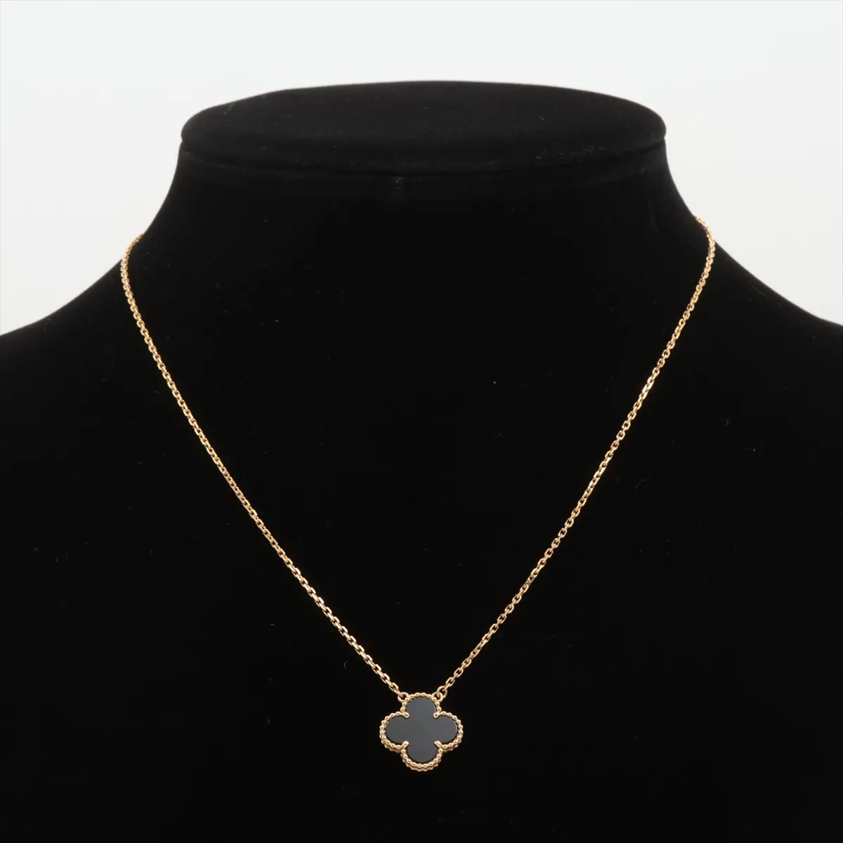 Vintage Alhambra Onyx Necklace 750(YG) 5.3g JE270103 — view 5