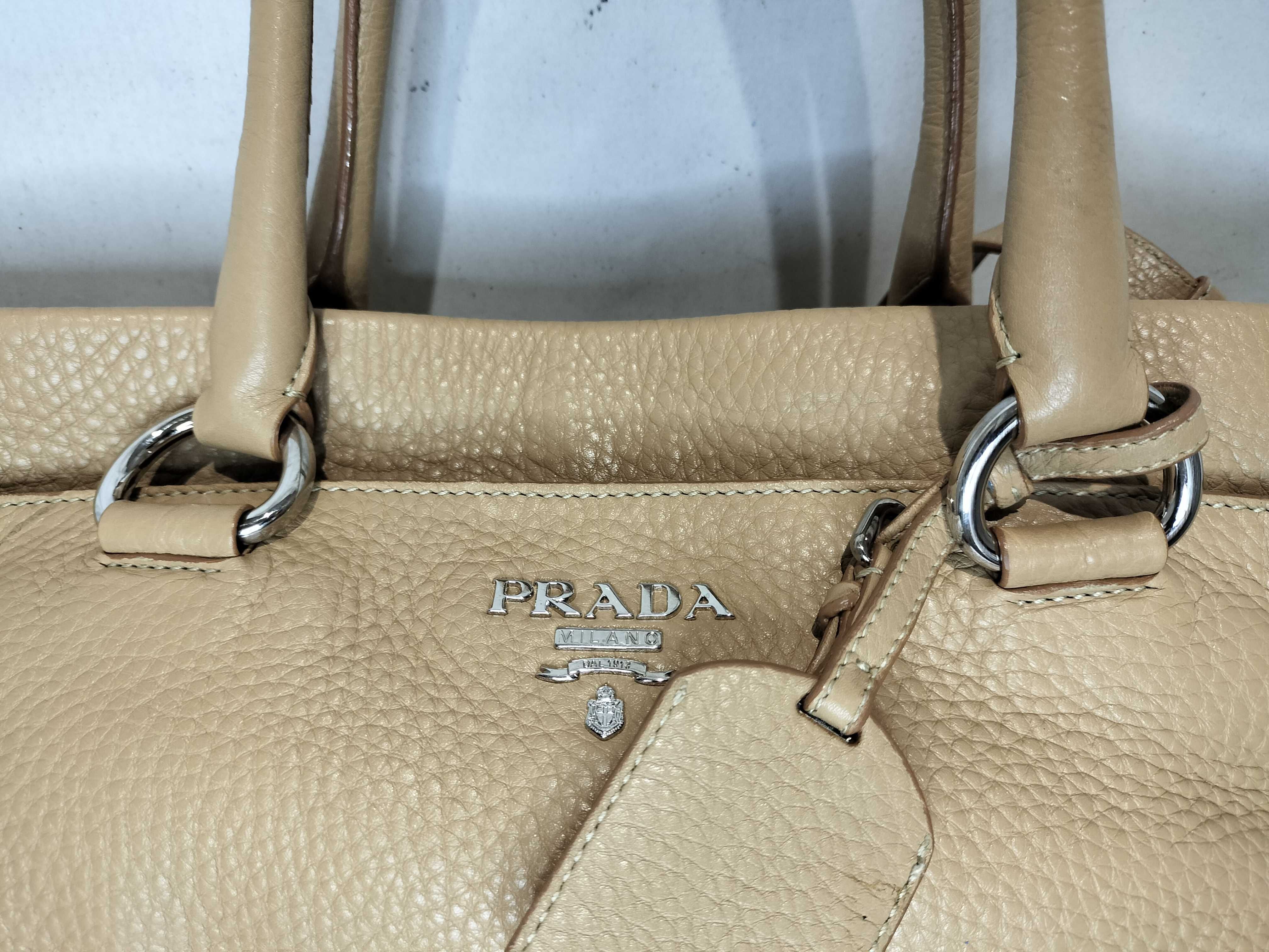 Vitello Daino Leather 2-Way Handbag, Beige, BR4393, Shoulder Bag — view 2