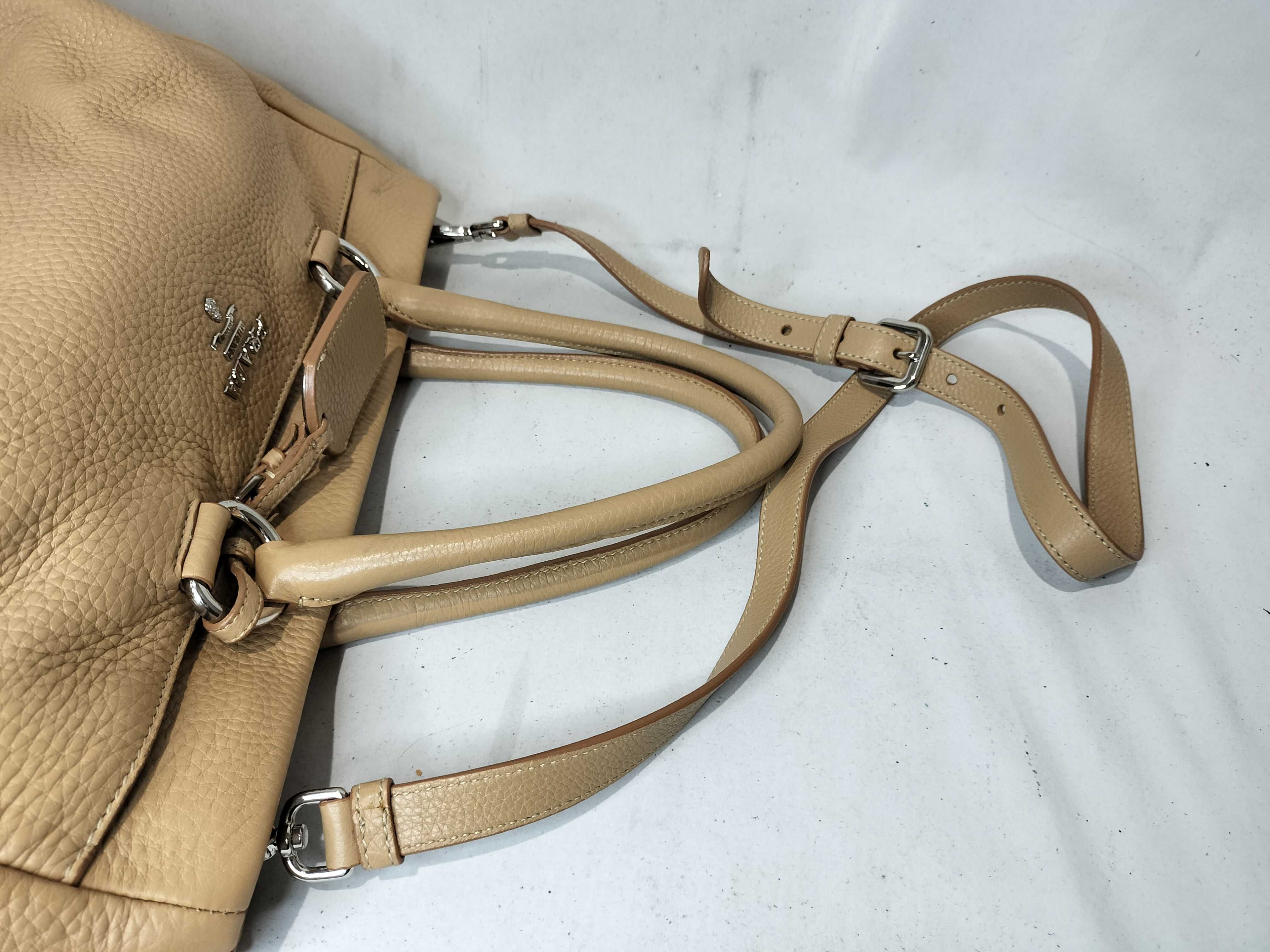 Vitello Daino Leather 2-Way Handbag, Beige, BR4393, Shoulder Bag — view 4