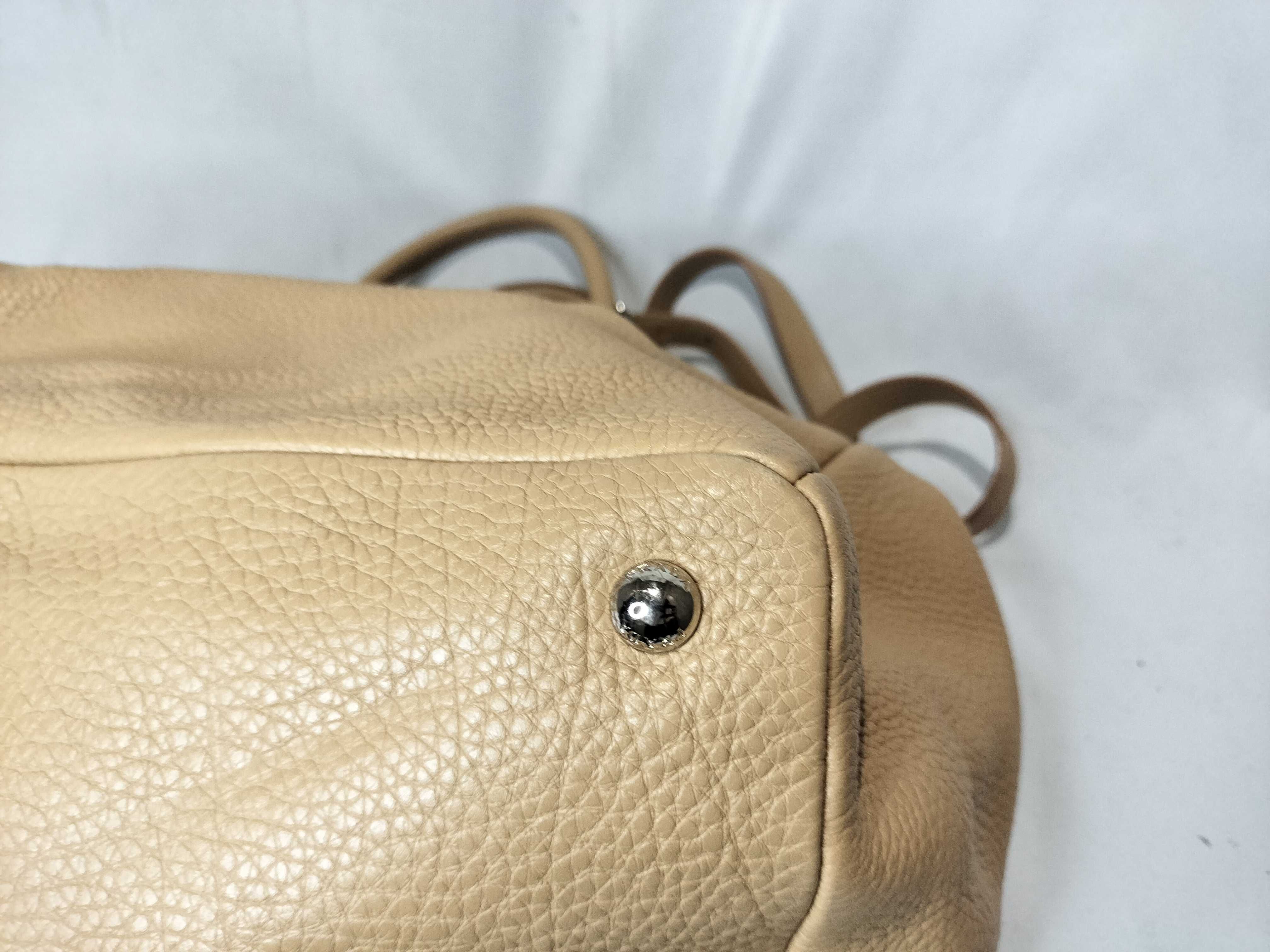 Vitello Daino Leather 2-Way Handbag, Beige, BR4393, Shoulder Bag — view 7