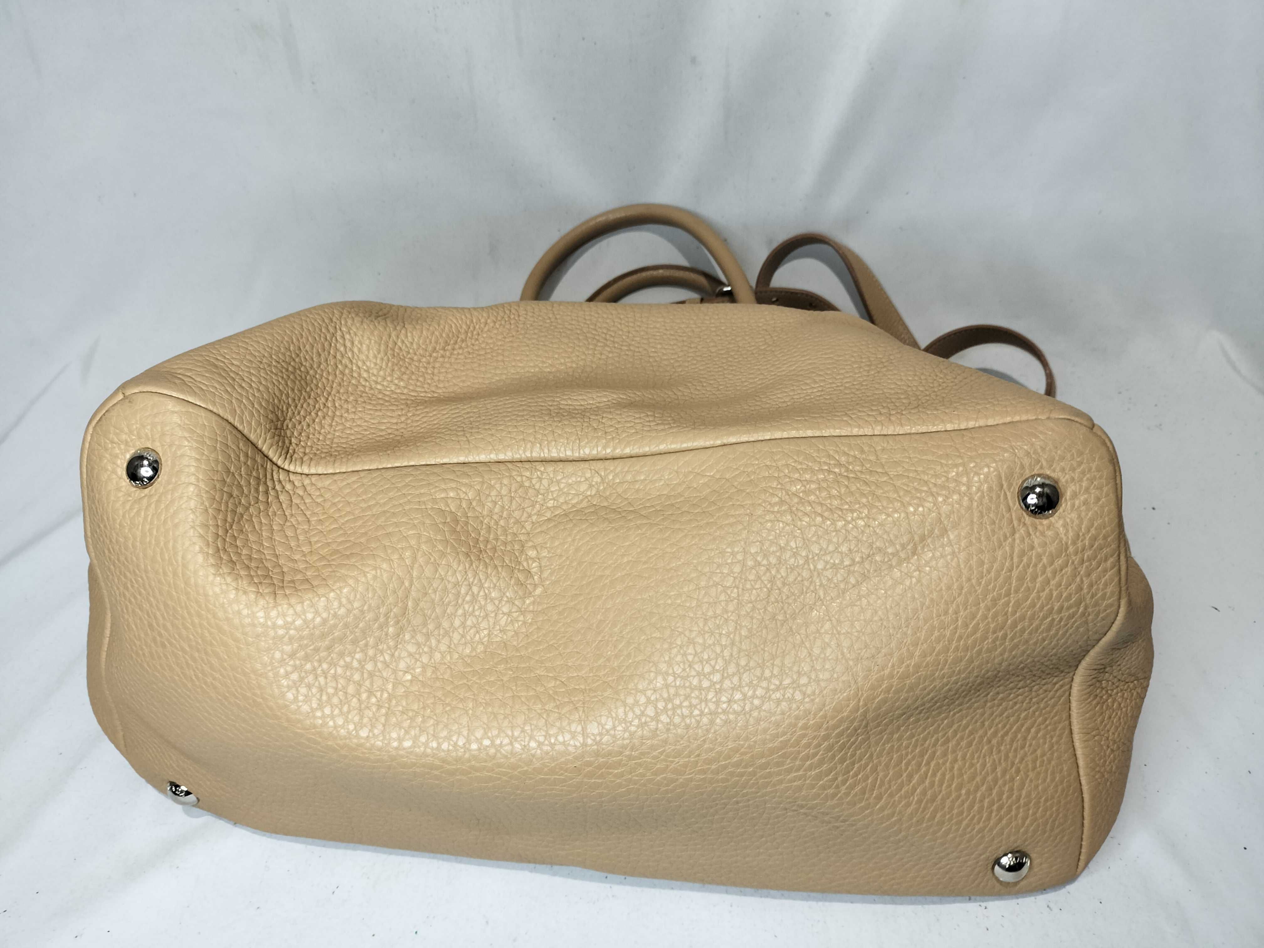 Vitello Daino Leather 2-Way Handbag, Beige, BR4393, Shoulder Bag — view 8