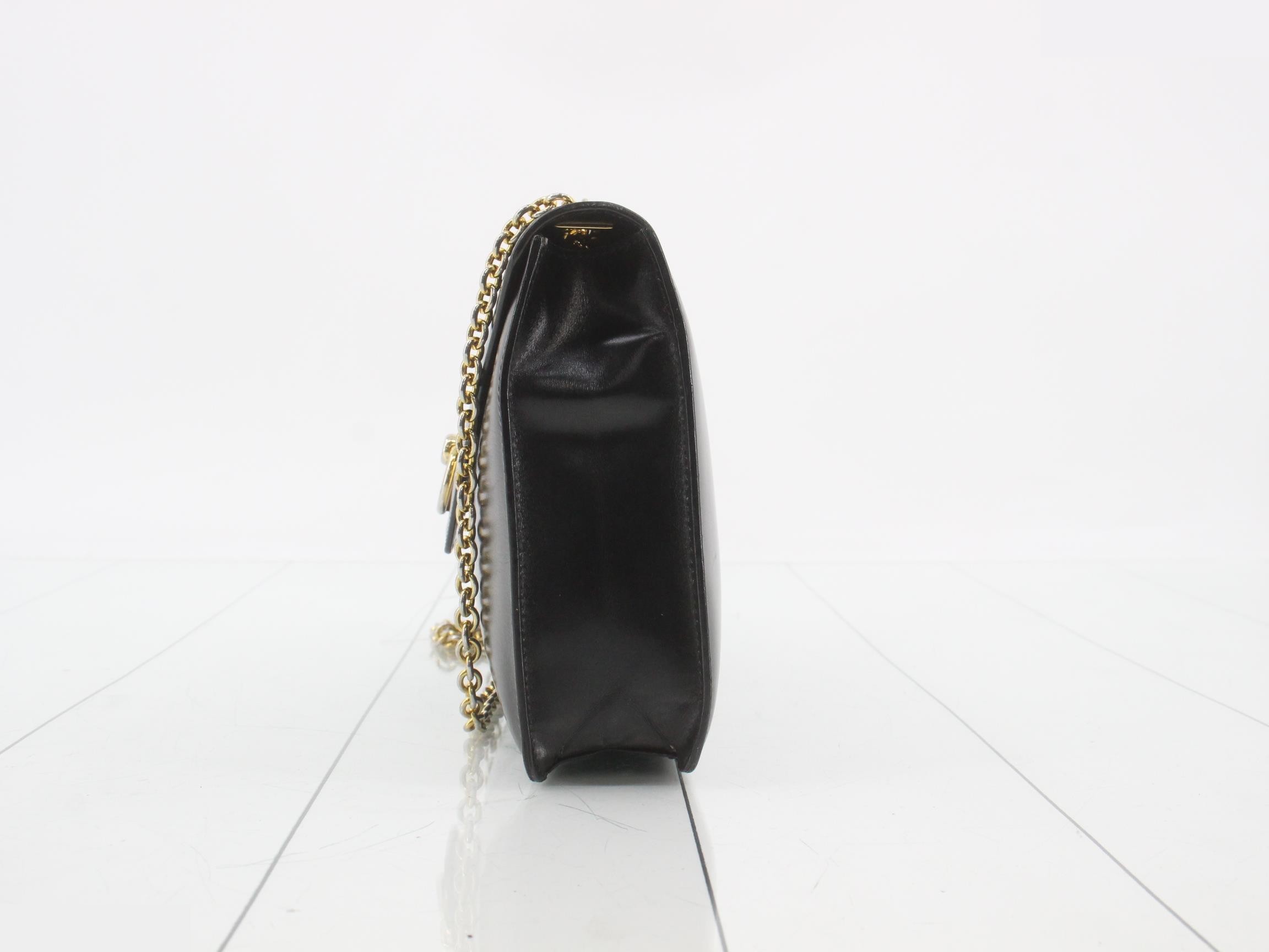 double chain shoulder bag, leather, black — view 3