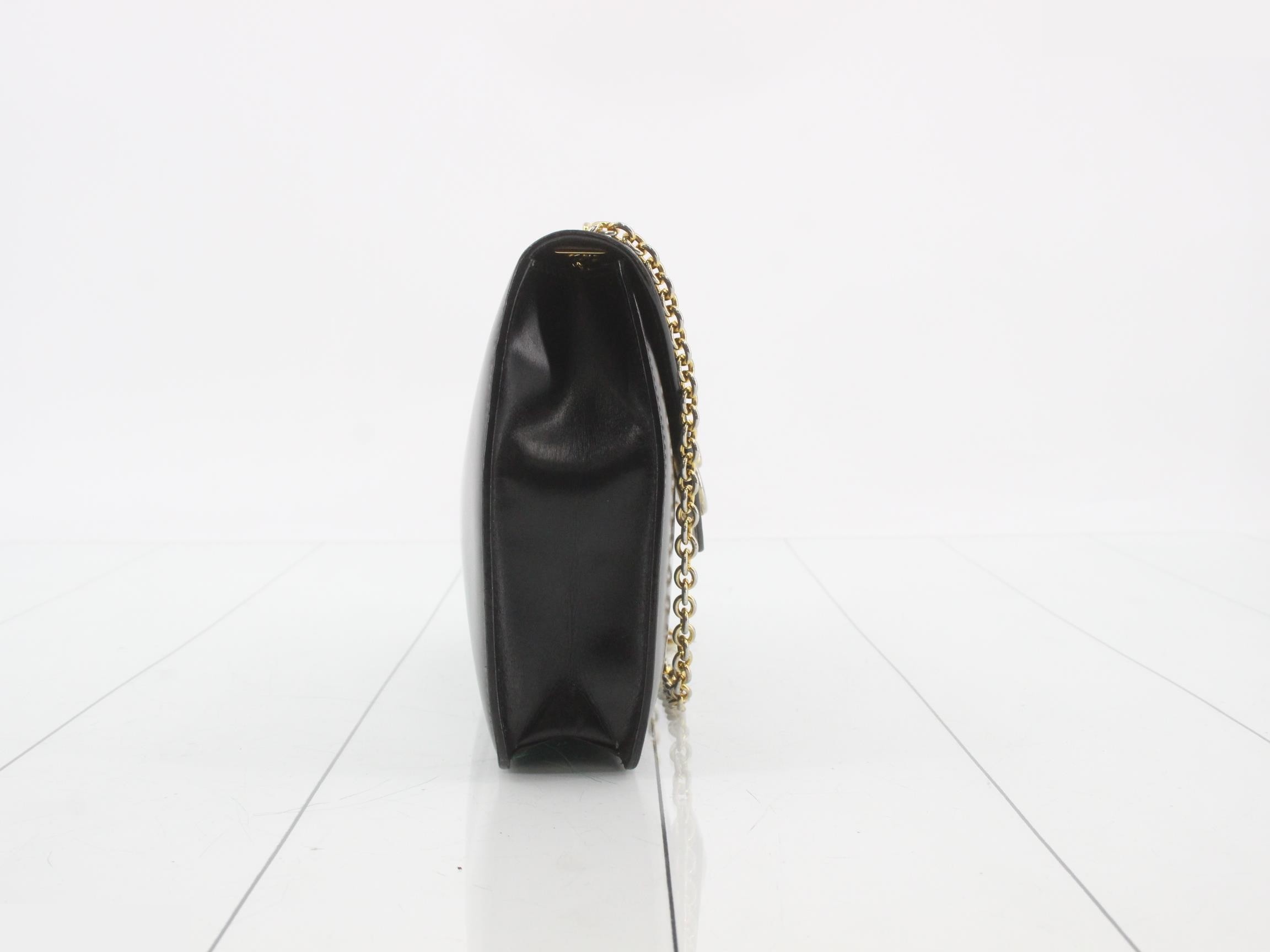 double chain shoulder bag, leather, black — view 4