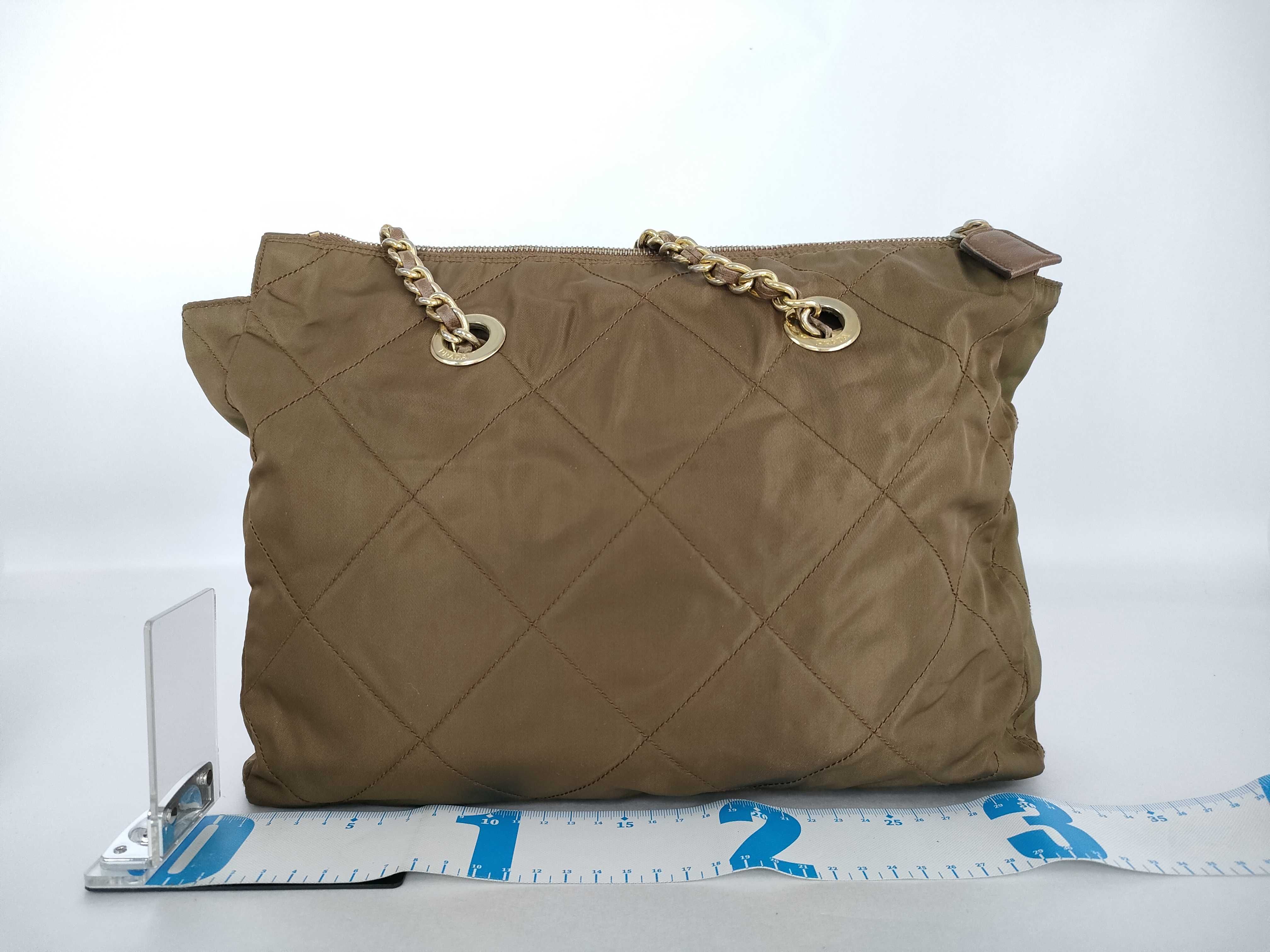 Nylon Prada Quilted Chain Shoulder Bag Brown Shoulder Bag — view 2