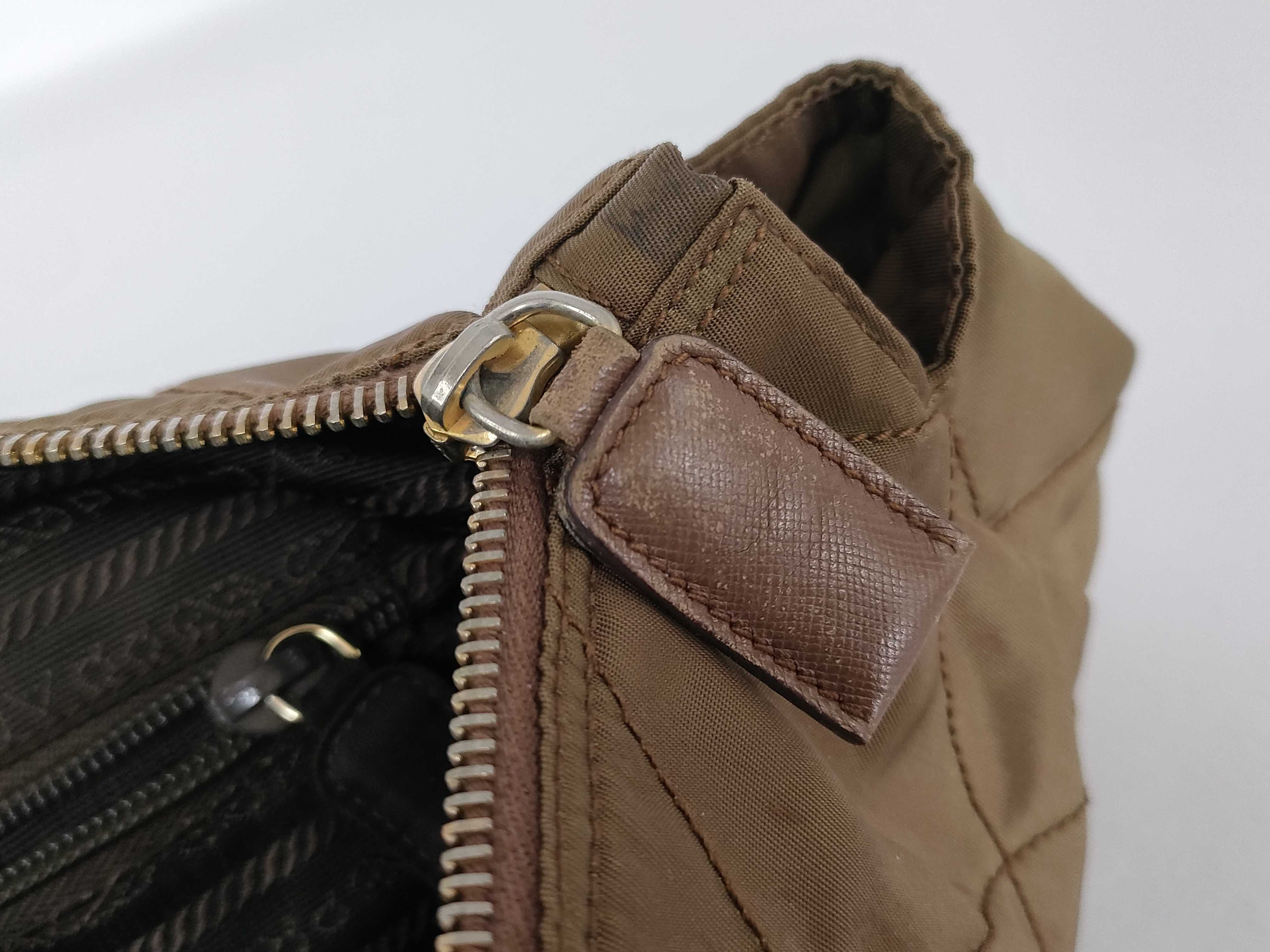 Nylon Prada Quilted Chain Shoulder Bag Brown Shoulder Bag — view 14