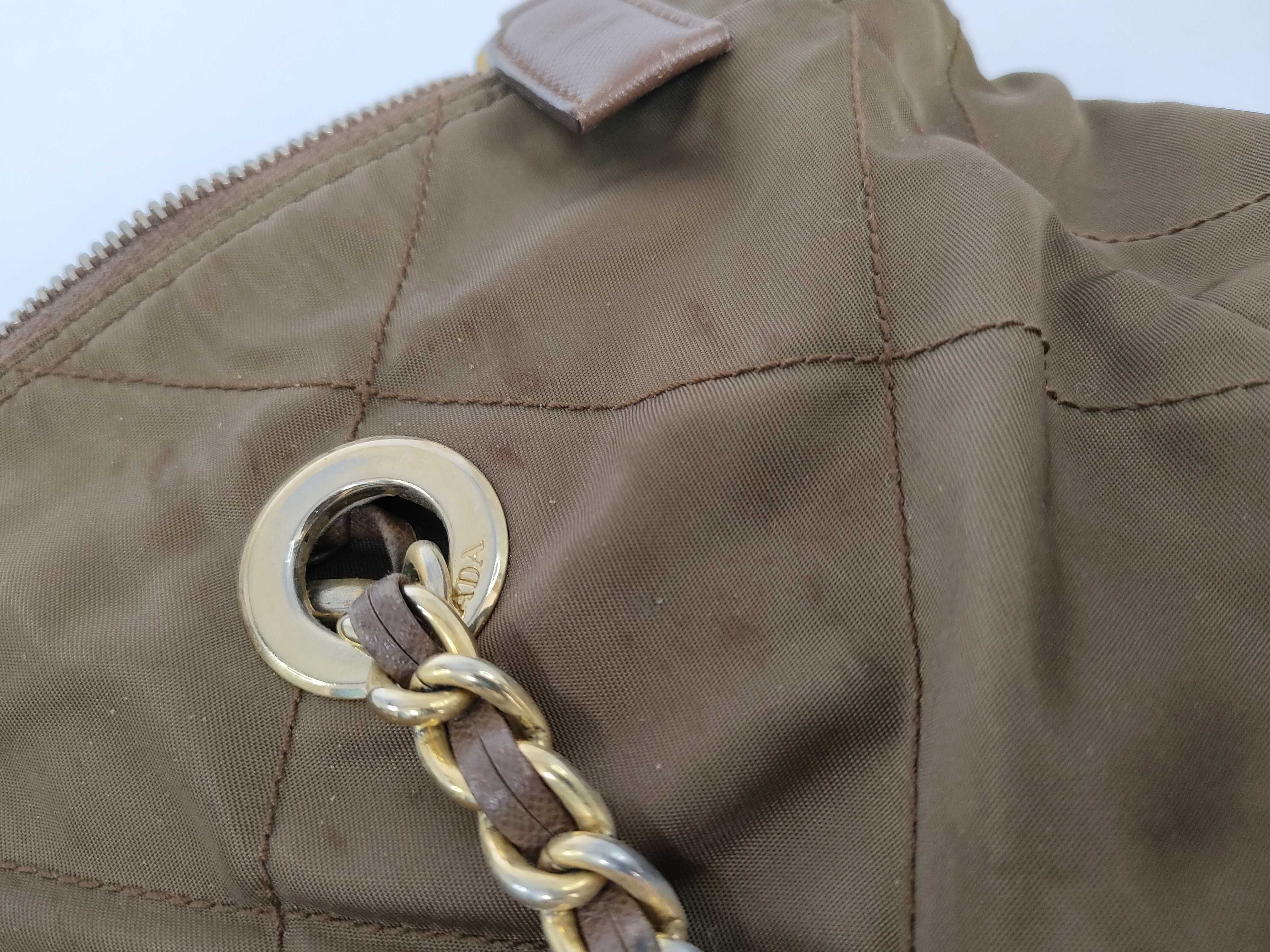 Nylon Prada Quilted Chain Shoulder Bag Brown Shoulder Bag — view 15