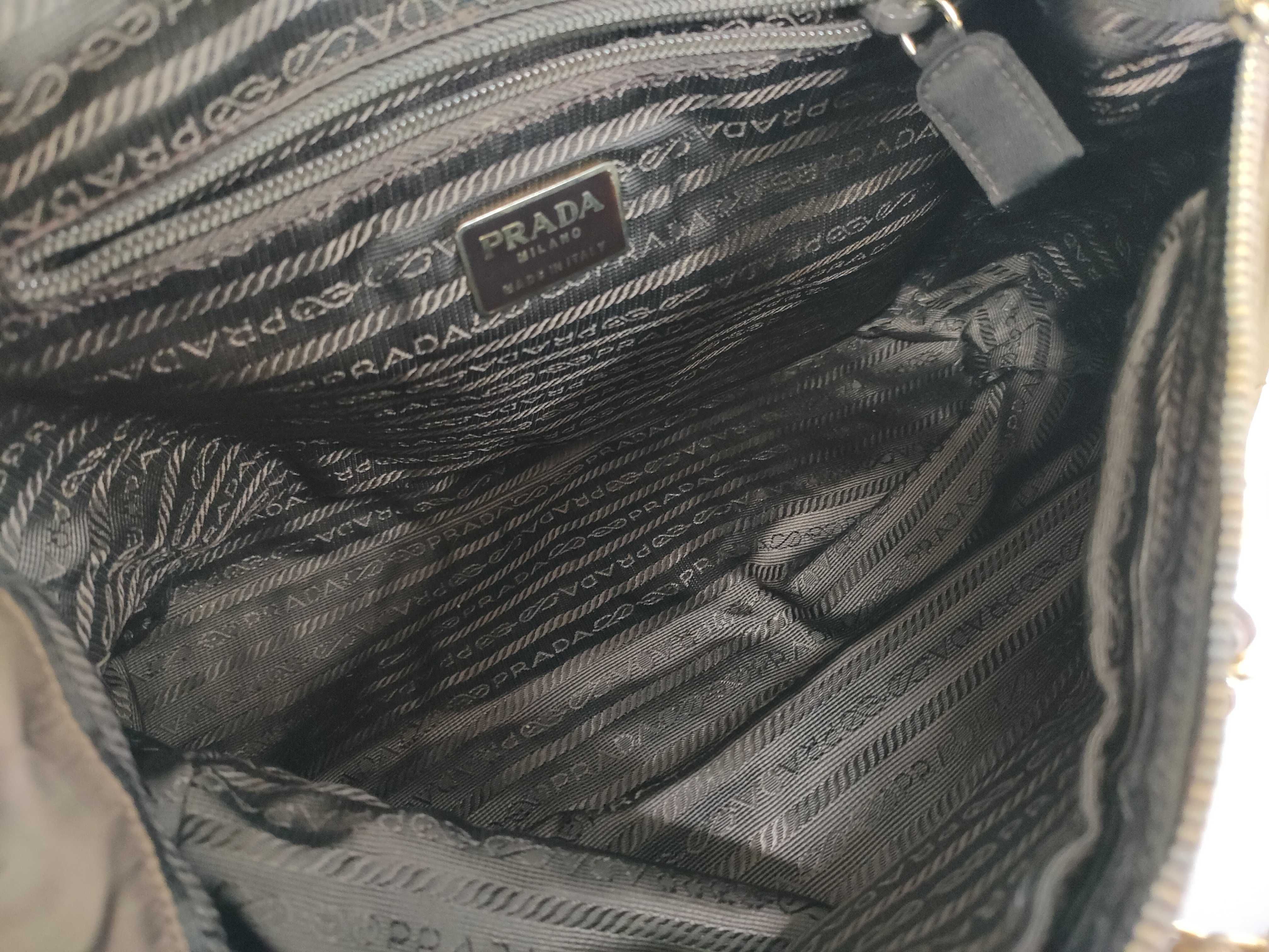 Nylon Prada Quilted Chain Shoulder Bag Brown Shoulder Bag — view 9
